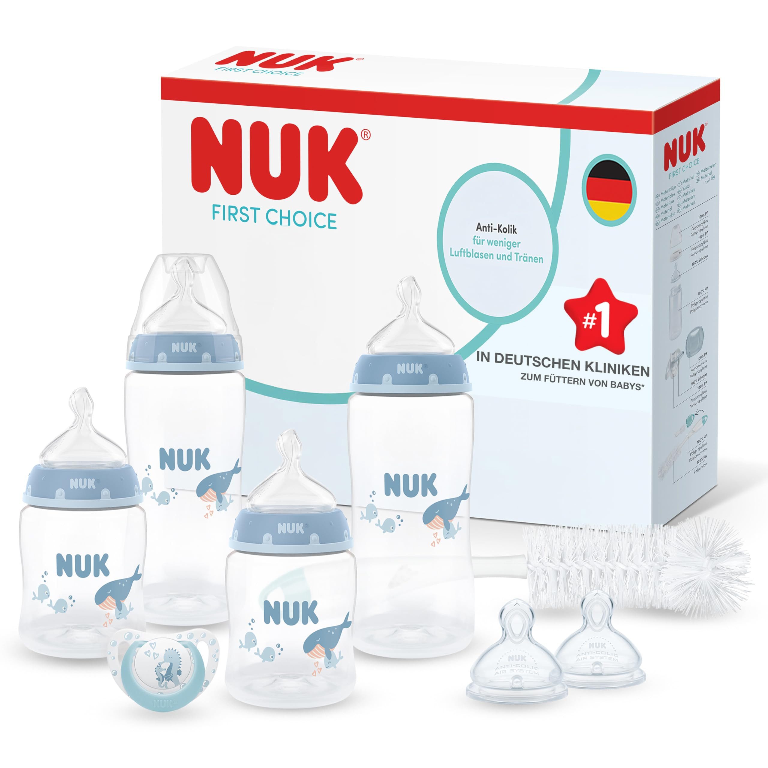 NUK Babyflasche NUK First Choice, Geschenkset, Anti-Kolik, kiefergerechte Sauger, für Neugeborene
