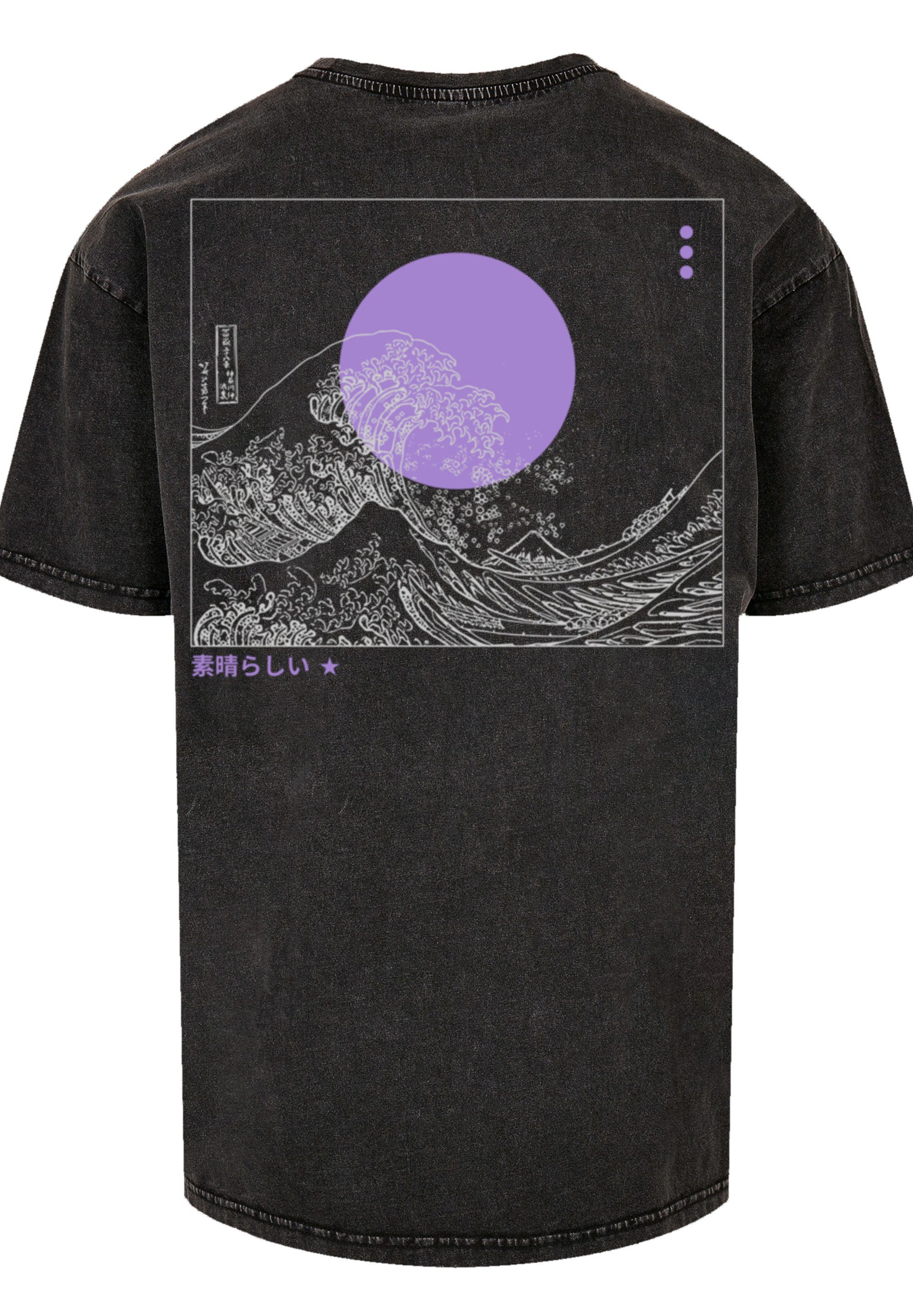F4NT4STIC Kanagawa Print schwarz T-Shirt Welle