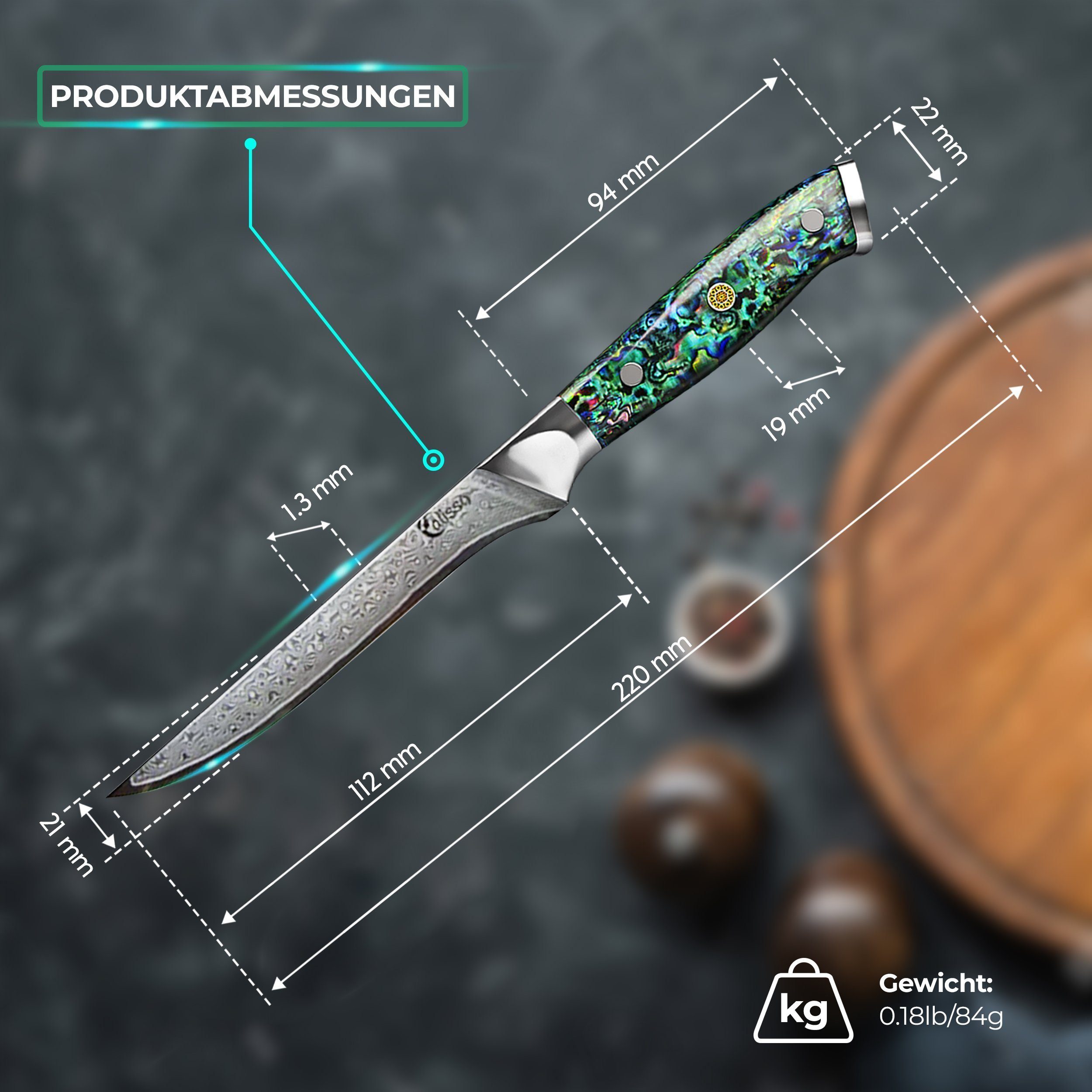 Calisso Filetiermesser Ausbeinmesser Abalone Line