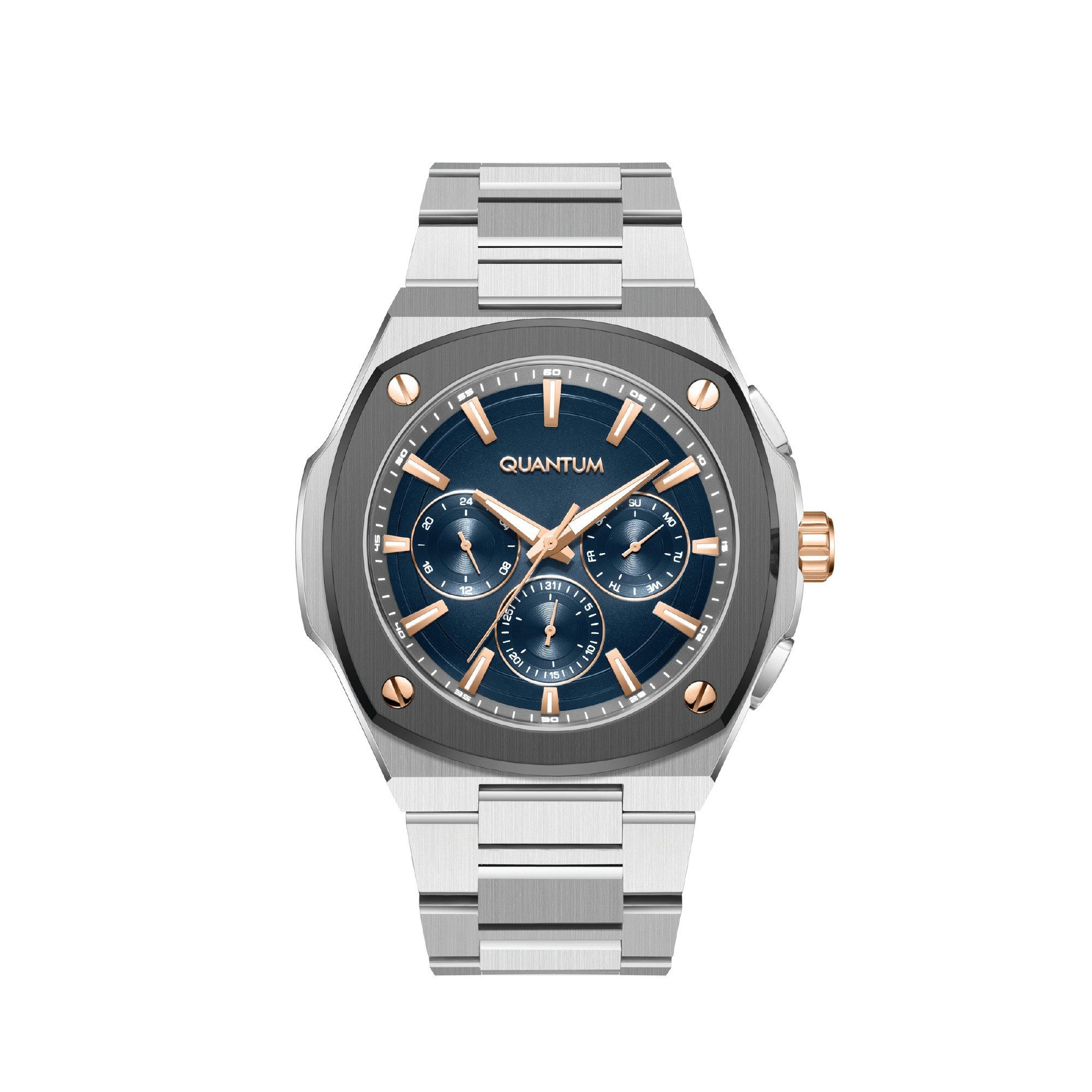 QUANTUM Multifunktionsuhr Herrenuhr Edelstahl, 44 mm, Herren Armbanduhr, 10 ATM wasserdicht ADG1032.360, (1-tlg)