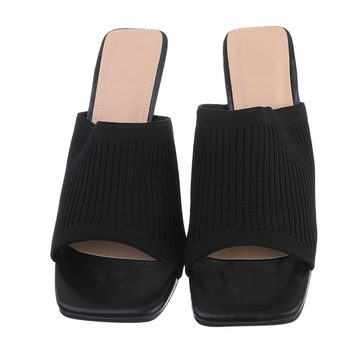 Ital-Design Damen Mules Freizeit Pantolette Blockabsatz Sandalen & Sandaletten in Schwarz