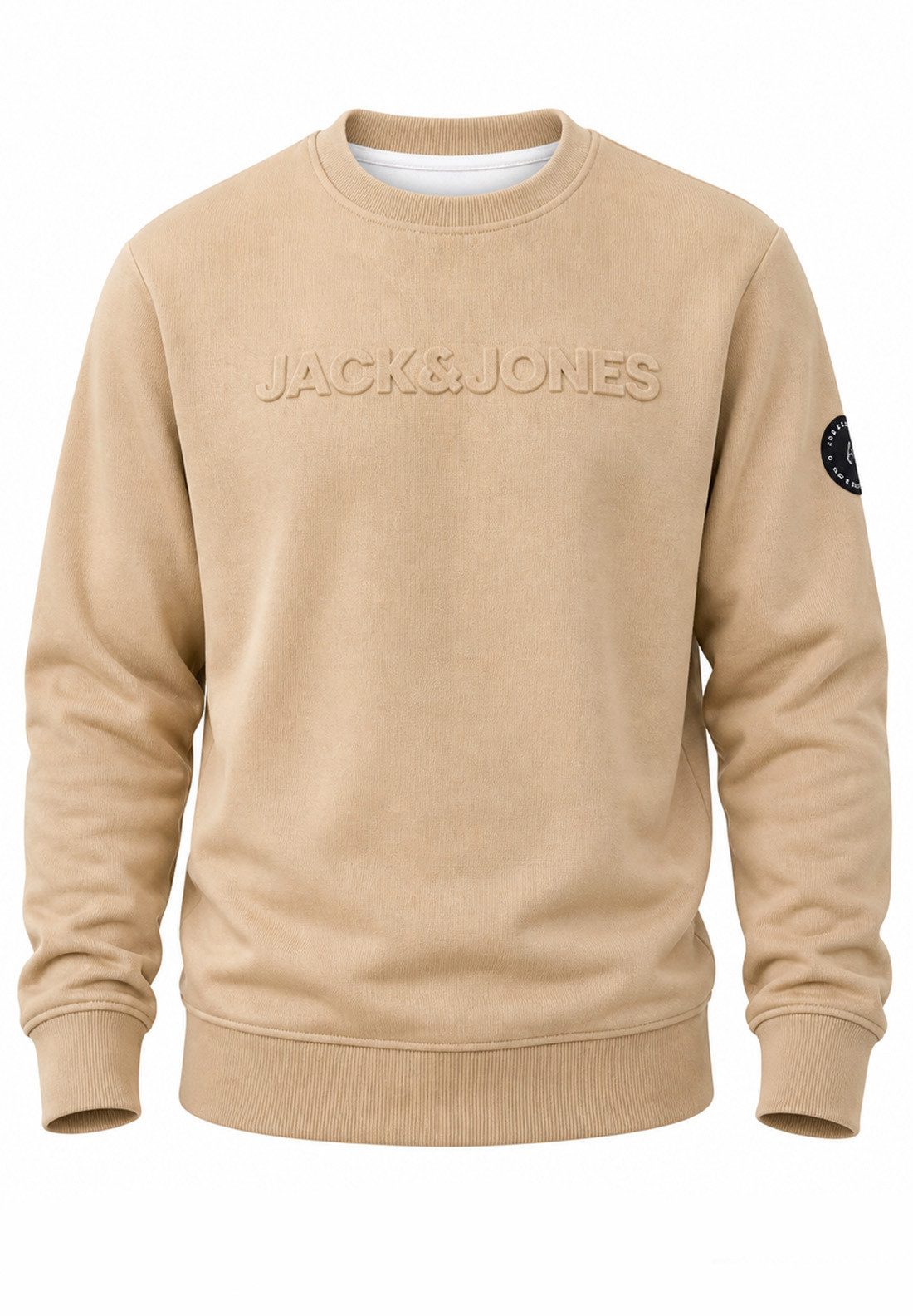 Jack & Jones Sweatshirt Pullover - Rundhalspullover mit Crew-Neck im Regular Fit für Herren Männer Sweatpullover mit Logo & Patch aus Baumwollmischung