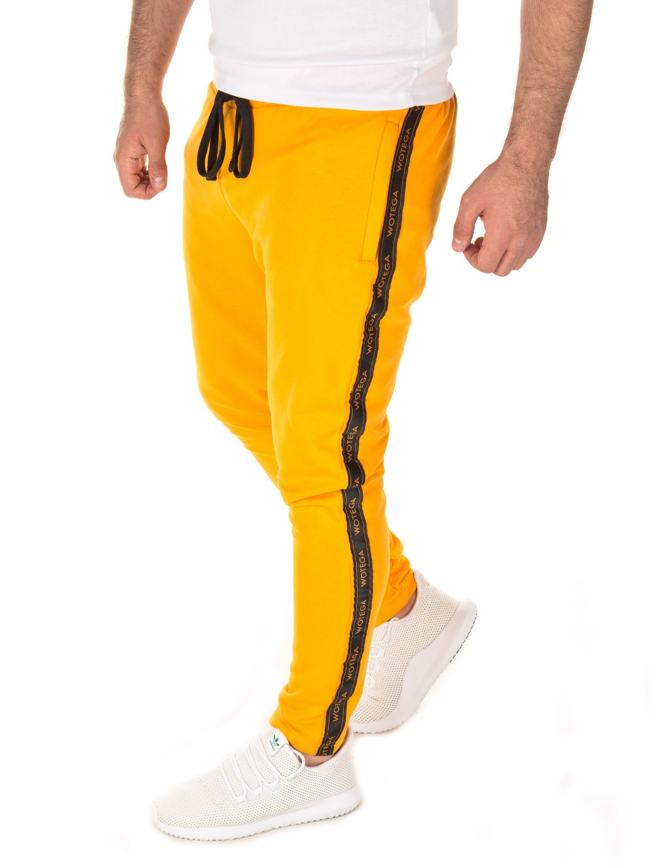 Pant Track elastischem, (1-tlg) (cadmium - WOTEGA mit Retro Jogginghose Bund Valir yellow 151054) Kordelzug mit Gelb WOTEGA