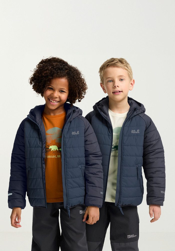 Jack Wolfskin Outdoorjacke ZENON JKT KIDS für Kinder, im Puffer-Design, wasserabweisend, winddicht, mit Kapuze