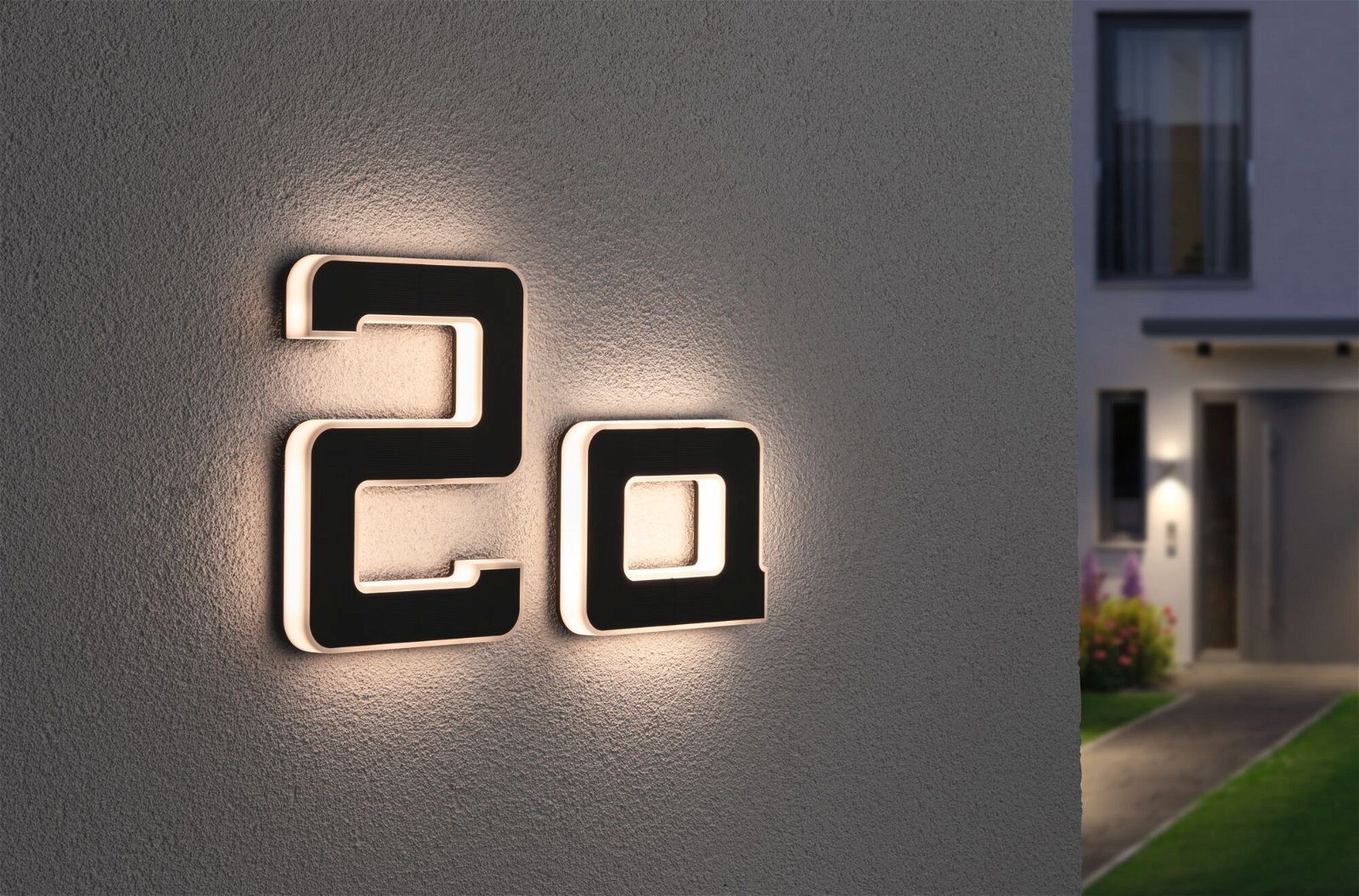 Paulmann LED Außen-Wandleuchte Solar Hausnummer, LED fest integriert, Warmweiß, LED-Modul, Hausnummern, Buchstaben wählbar, Akku wechselbar
