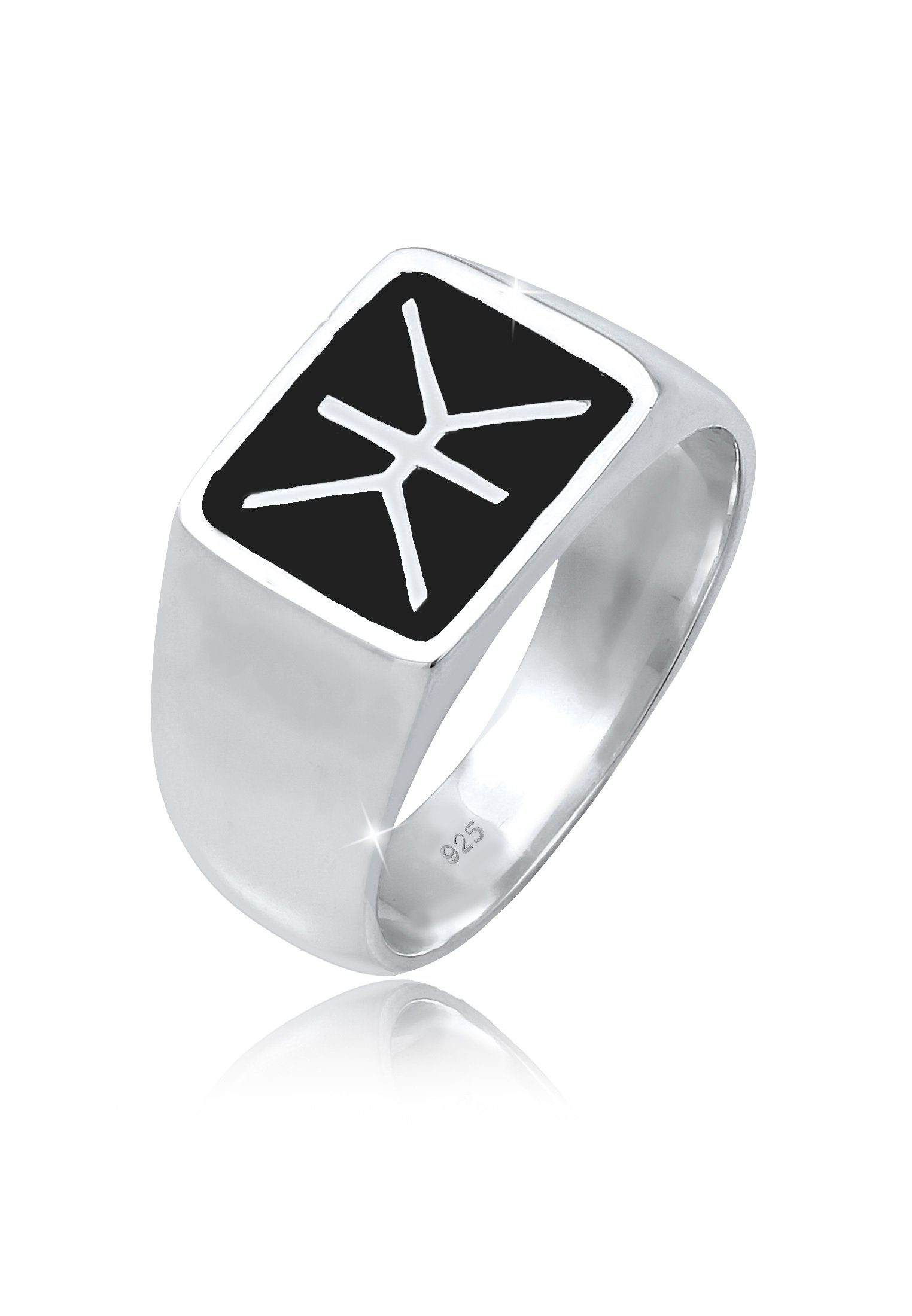 Kuzzoi Siegelring Herren Siegelring Emaille Logo Basic 925 Silber