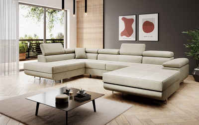 Luxusbetten24 Schlafsofa Designer Sofa Lago, mit Stauraum und Schlaffunktion