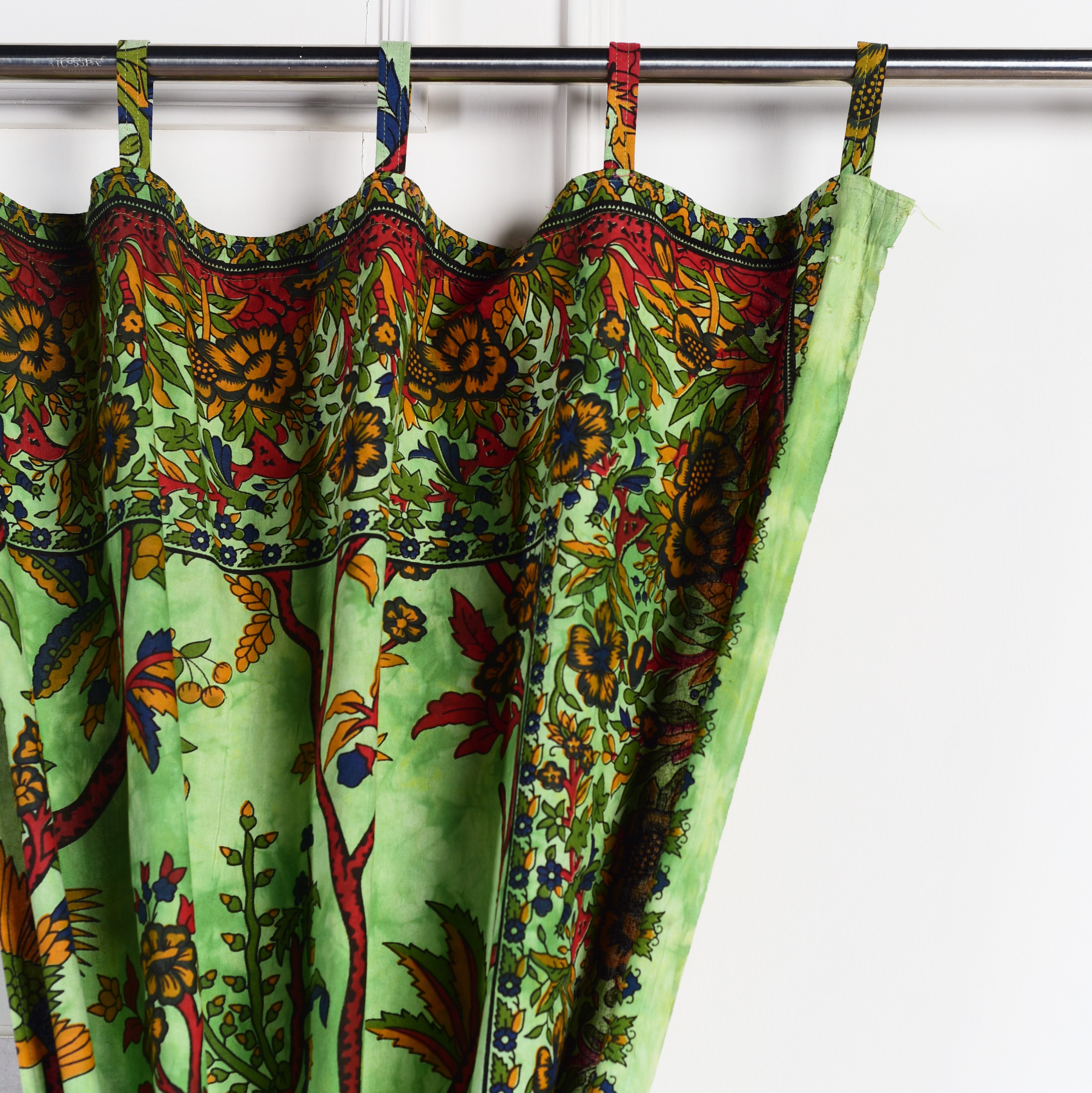 Karmandala Vorhang Lebensbaum Vögel Gardine blickdicht indischer Schlaufenschal 2er-Set, Schlaufen, Baum des Lebens Boho Gardinen aus Baumwolle Vorhang Set – Bild 5 von 5