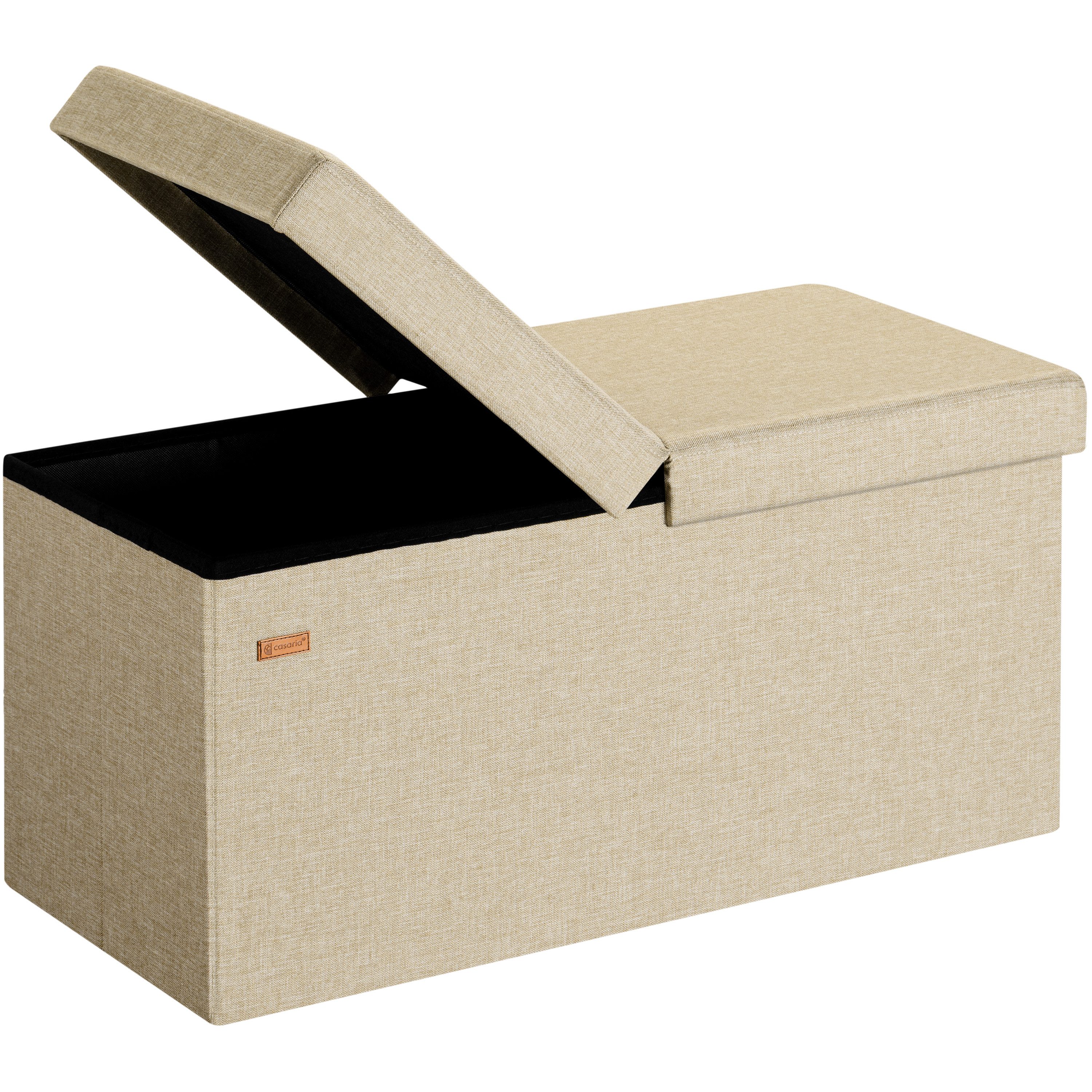 Casaria Sitzbank, mit Stauraum Faltbar Beige 80x40x40cm Gepolstert Deckel Stoff Stabil