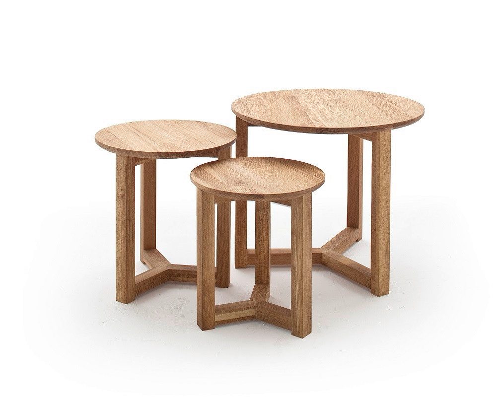 MCA furniture Couchtisch Couchtisch Set Sinio, 3-teilig, Asteiche massiv, Ø50/Ø45/Ø32, (Set), 3-teiliges Set
