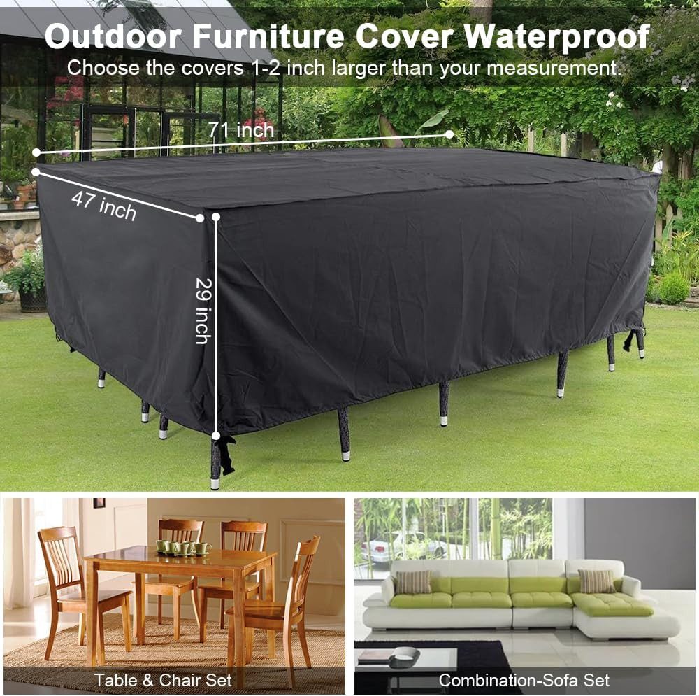 LA CUTE Gartenmöbel-Schutzhülle Gartenmöbel Abdeckung 420D Polyester UV-beständig 180x120x74cm (Schutzhülle für Gartenmöbel mit Reißverschluss und 4 Schnallen zur Befestigung, Wasserdichte Abdeckung Aufbewahrungstasche, strapazierfähig wetterfest), Robuste 420D-Polyesterabdeckung, wasserdicht, UV-beständig winddicht