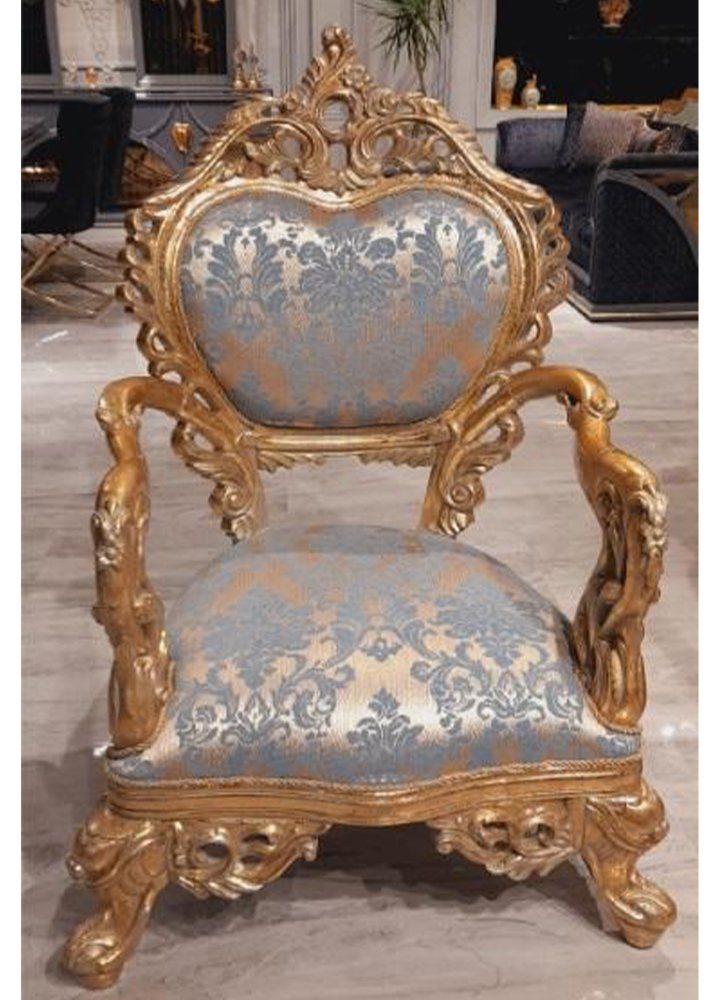 JVmoebel Sessel, Barock Geschnitzten Französischer Einsitzer Couch Sessel Stuhl Beinen