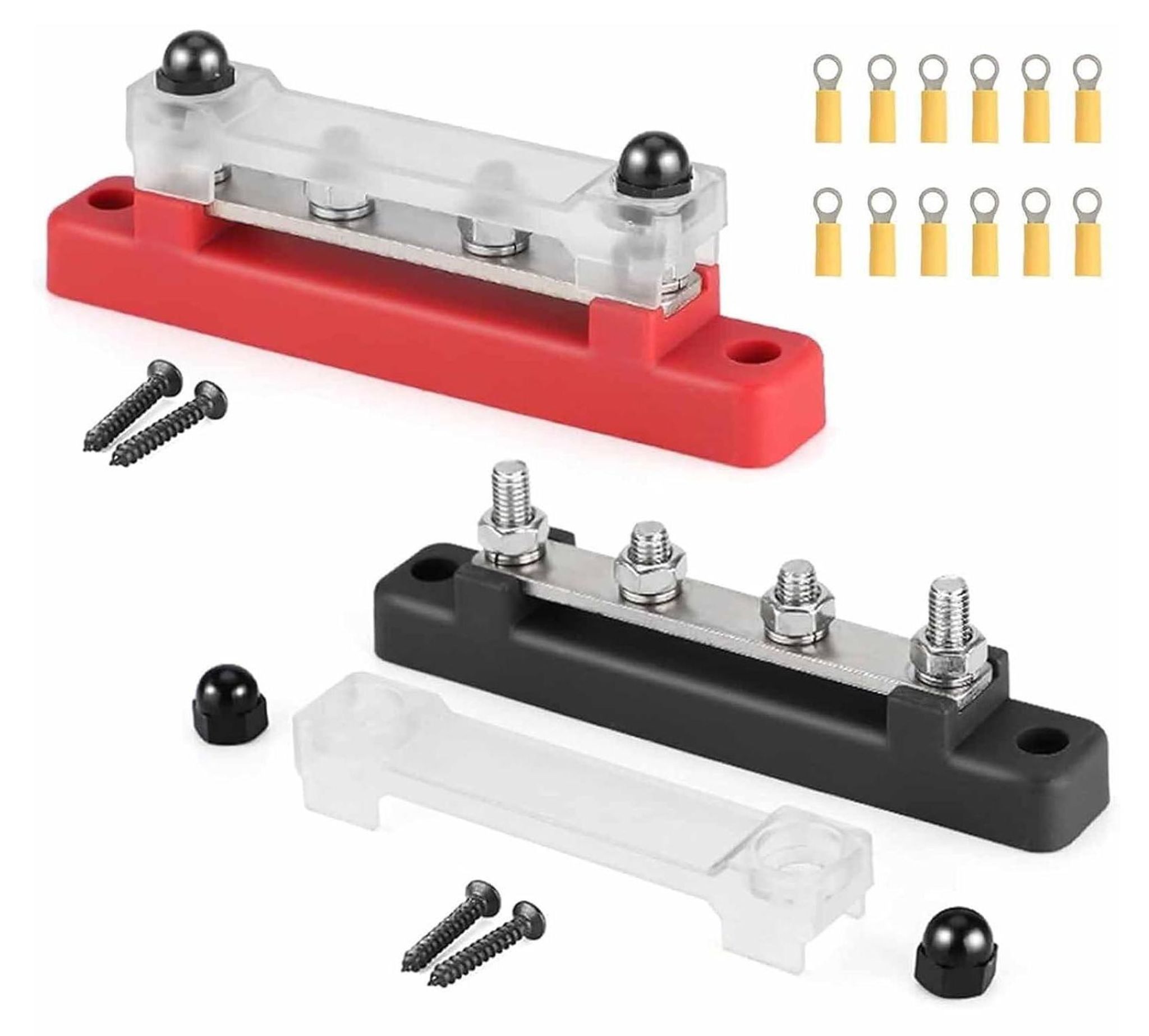 FELIXLEO Verteilerbox 2er-Set Sammelschiene 12V-48V 150A Verteilerblock 4x M6 Klemmenbolzen