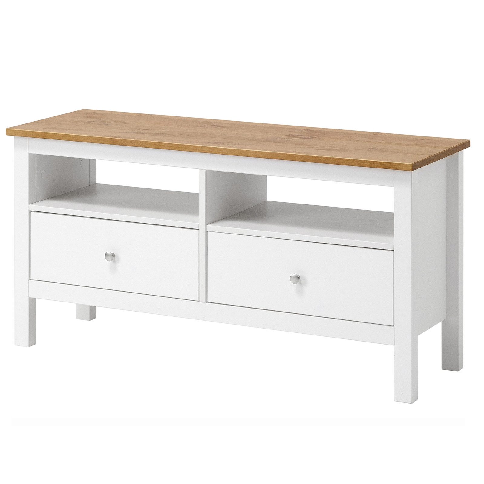 hagge home Lowboard hagge home Vesa, Lowboard Fernsehtisch Kiefernholz massiv 110 x 37 x 55 cm Weiß-Braun