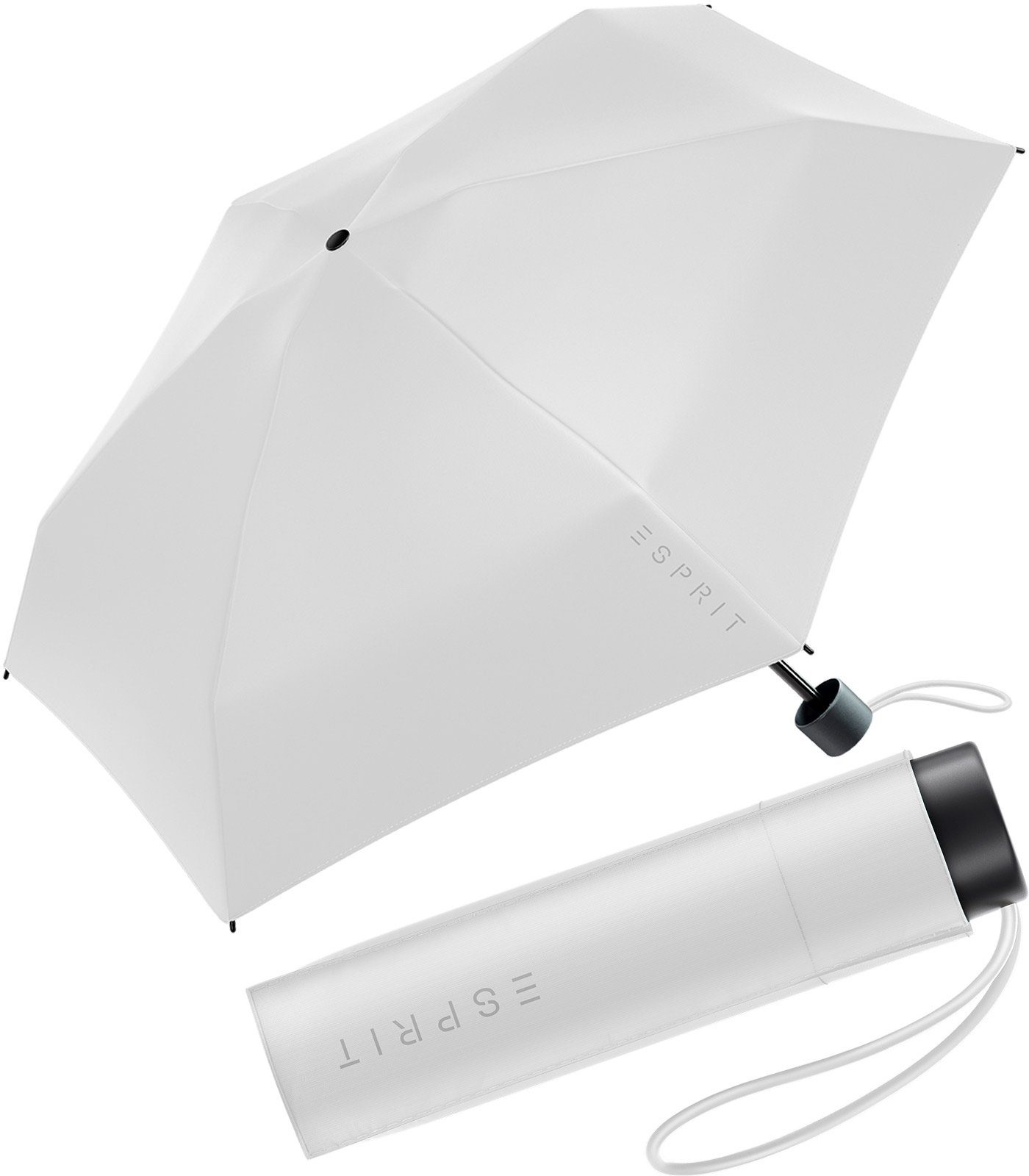 Esprit Taschenregenschirm Damen Super Mini Regenschirm Petito FJ 2023, winzig klein, in den neuen Trendfarben alt-weiß