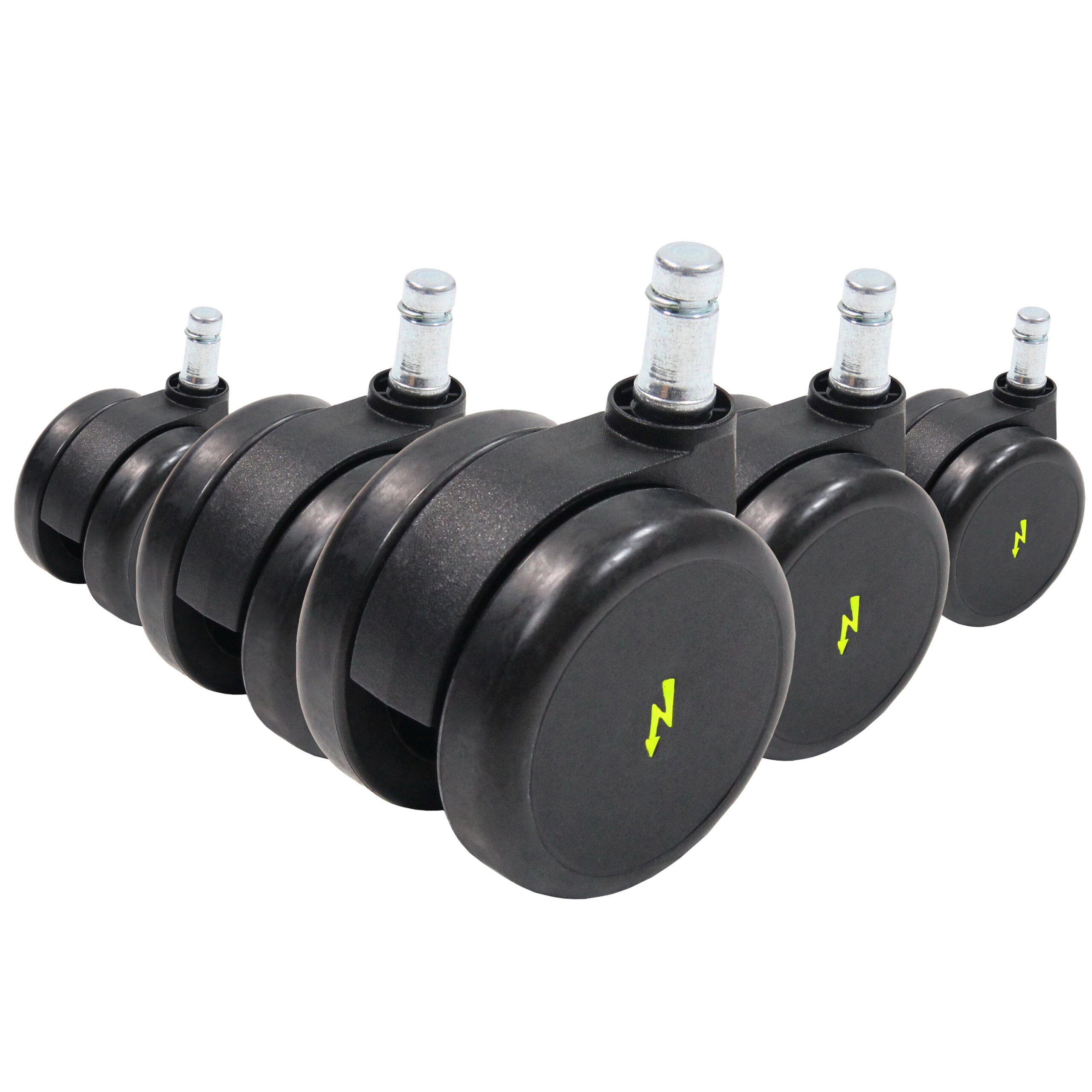 hjh OFFICE Stuhlrolle Stuhlrollen 5X Rolo Esd 11Mm/65Mm, (5er Pack), Elektrisch leitfähige Rollen für harte Böden, Bürostuhlrollen