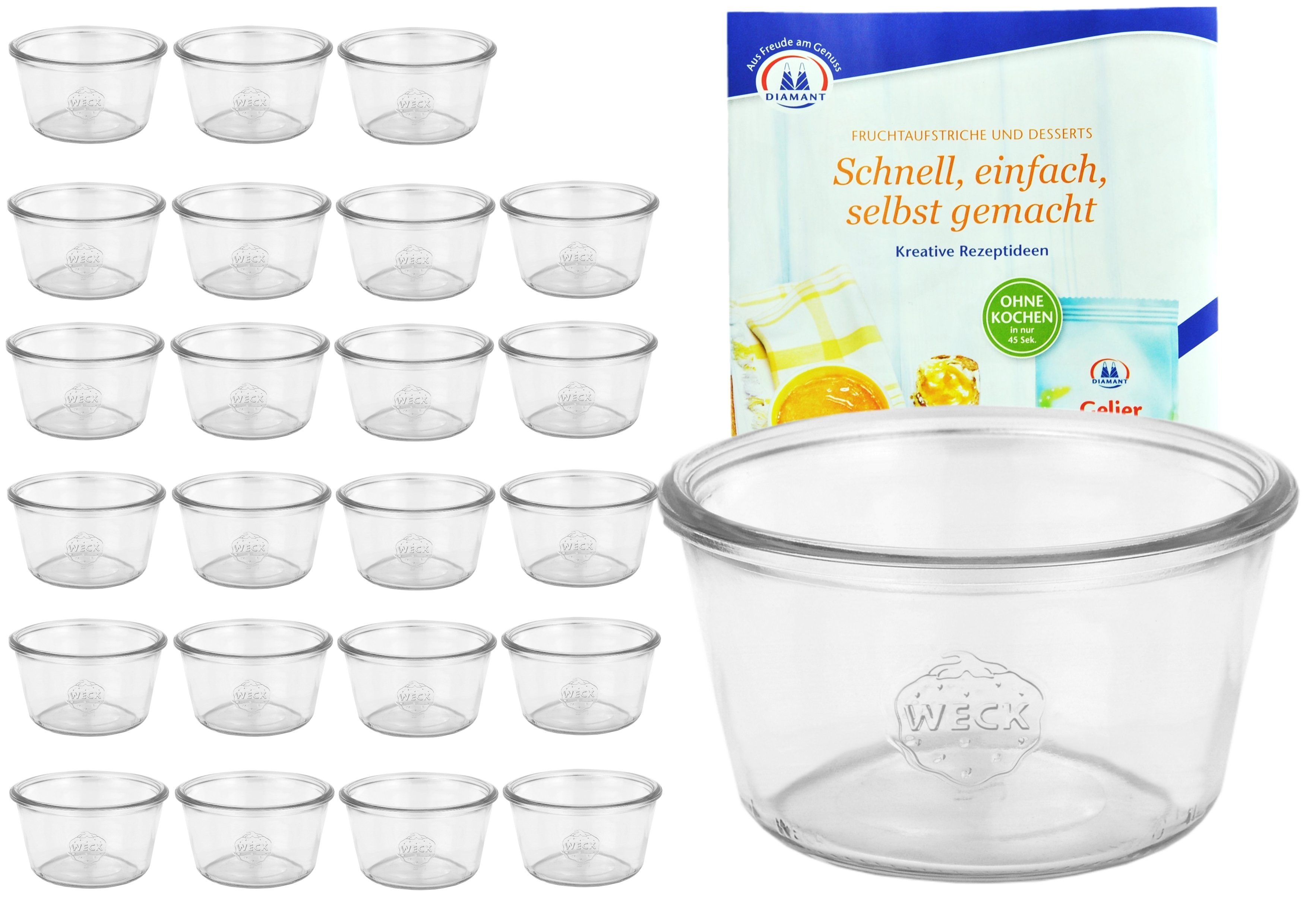 Einmachglas 24er Set Weck Gläser 370ml Sturzgläser inkl. Gelierzauber Rezeptheft