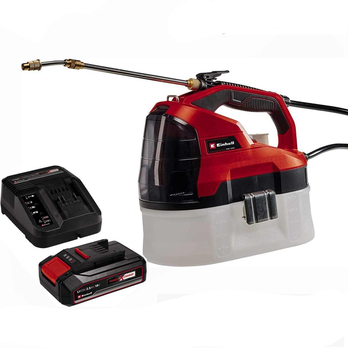 Einhell Drucksprühgerät Akku-Drucksprühgerät GE-WS 18/35 Li-mit Akku 2.5 Ah, Ladegerät, (18 V, 7.500 L/h Fördermenge, 5 m Förderhöhe, ECO- und BOOST-Modus)