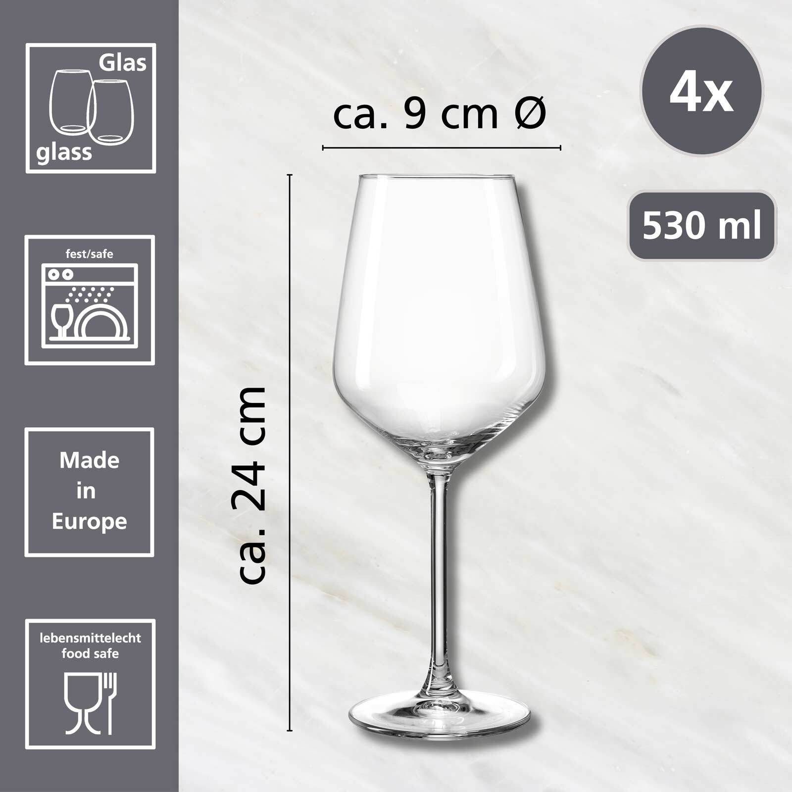 Ritzenhoff & Breker Rotweinglas Rumba Rotweingläser 530 ml 4er Set, 4-tlg., Glas