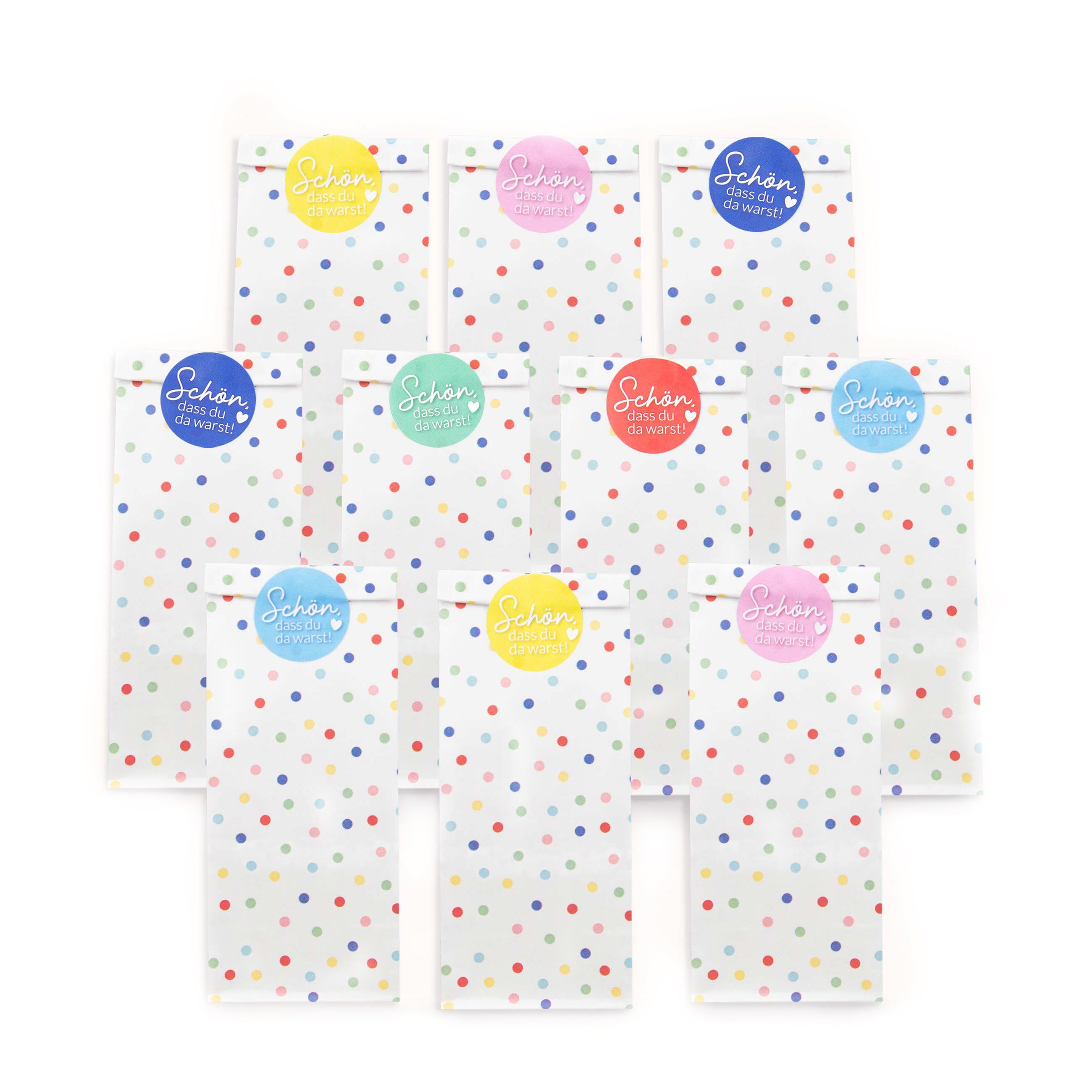 PAPIERDRACHEN Geschenkpapier Partytüten Set - 24 Geschenktüten mit Stickern zum Geburtstag