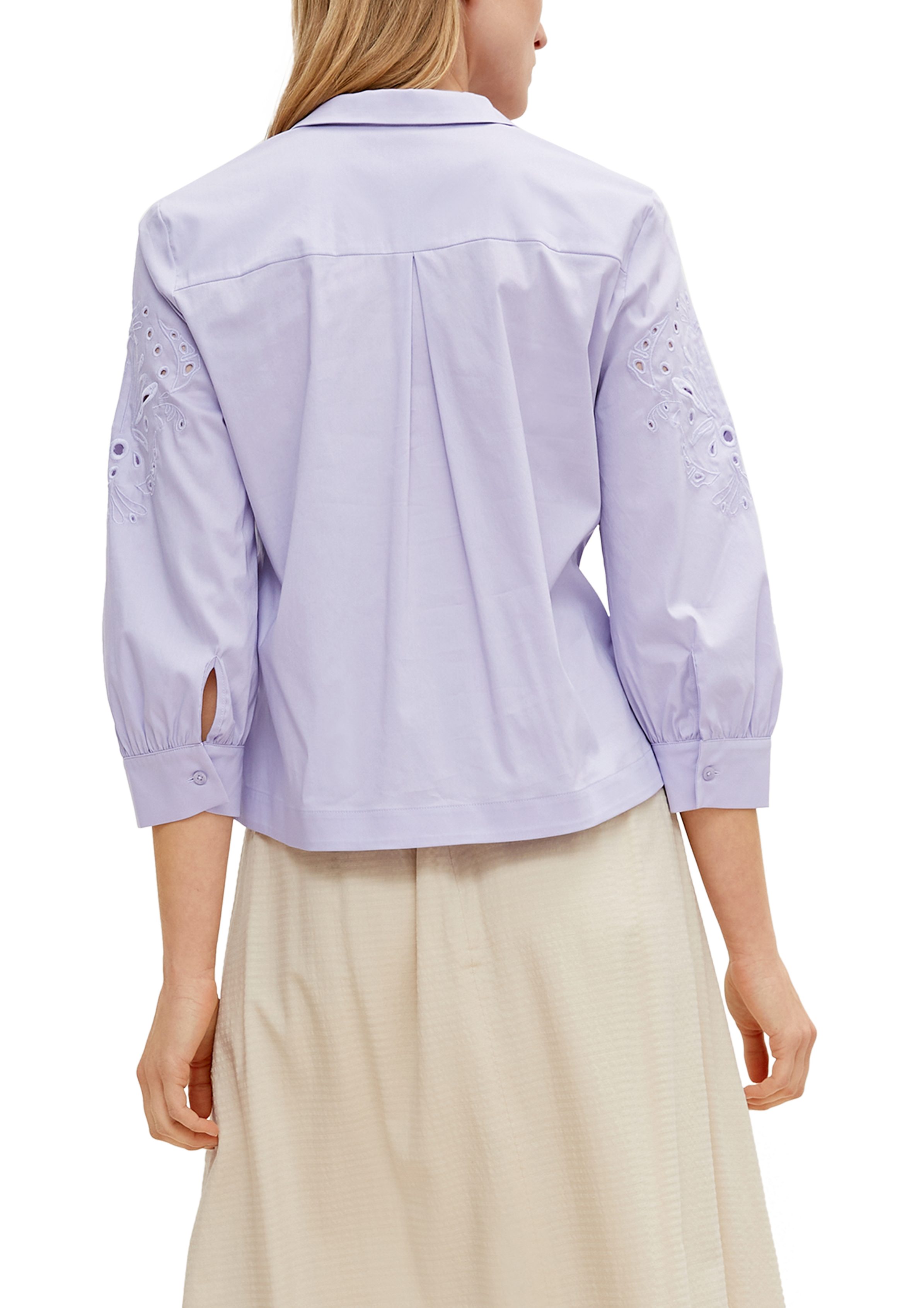 Broderie Anglaise Lochstickerei lilac mit 3/4-Arm-Shirt pale Comma Bluse