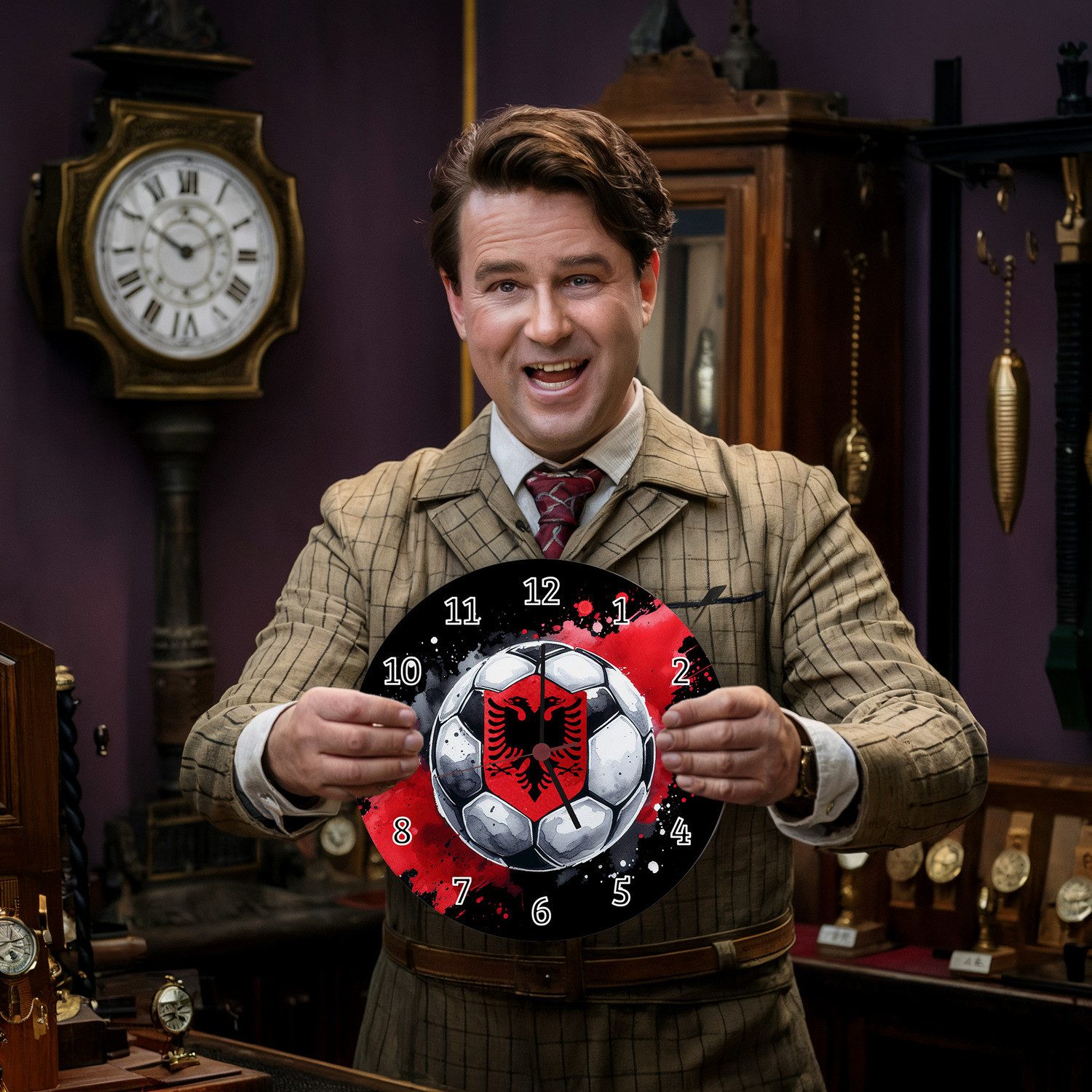 speecheese Wanduhr Fußball Albanien Wanduhr aus Alu günstig online kaufen