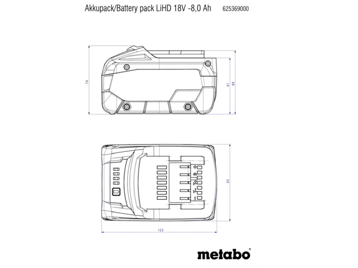metabo LiHD CAS Akkupacks 10,0 Ah 10000 mAh (18 V), Erweiterungsakku