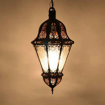 Casa Moro Lampenschirm Marokkanische Hängeleuchte Salma Weiß aus Reliefglas und Eisen, Handmade orientalische Lampe L1392