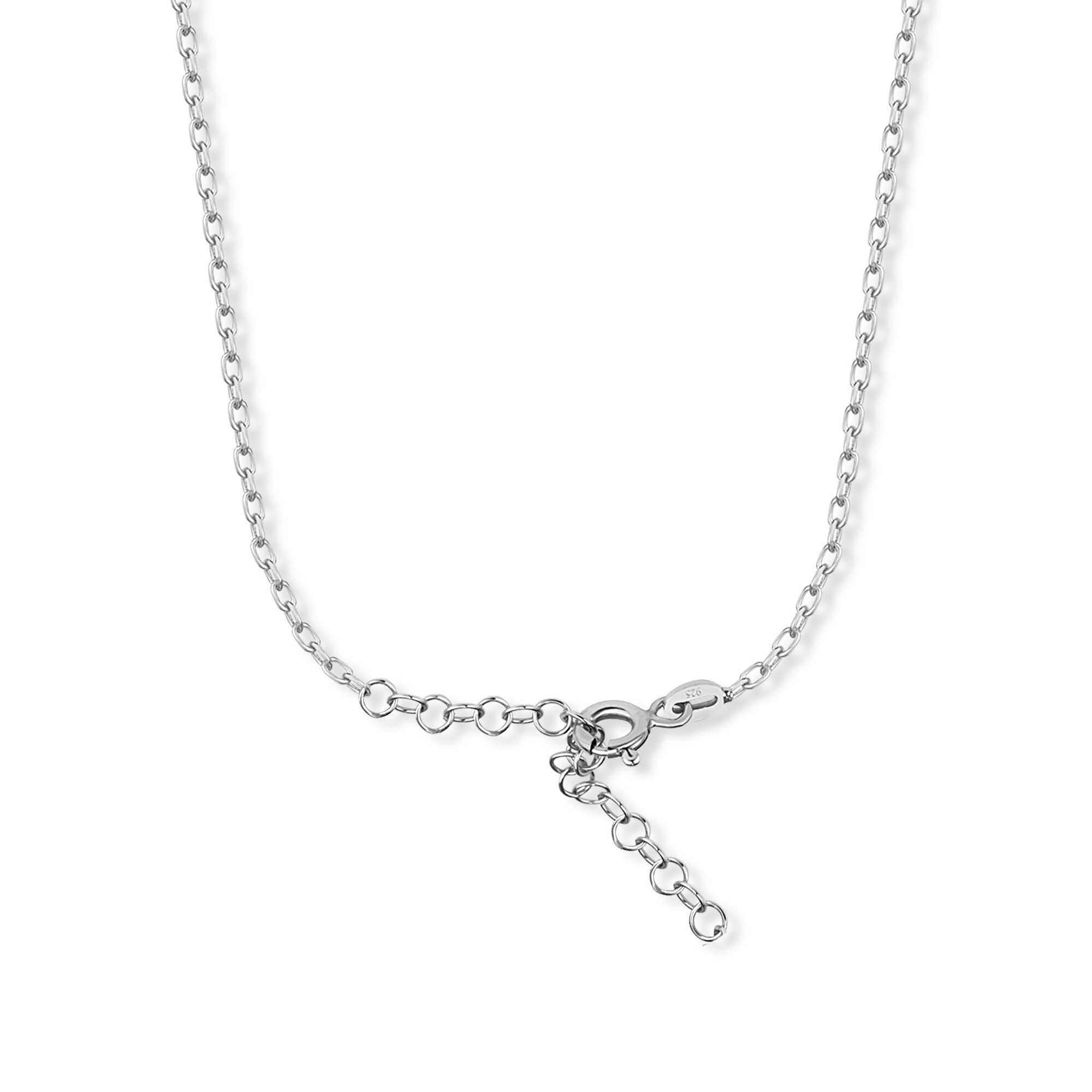 dKeniz Kette mit Anhänger 925 Silber rhodiniert Plättchen 42+3cm lang
