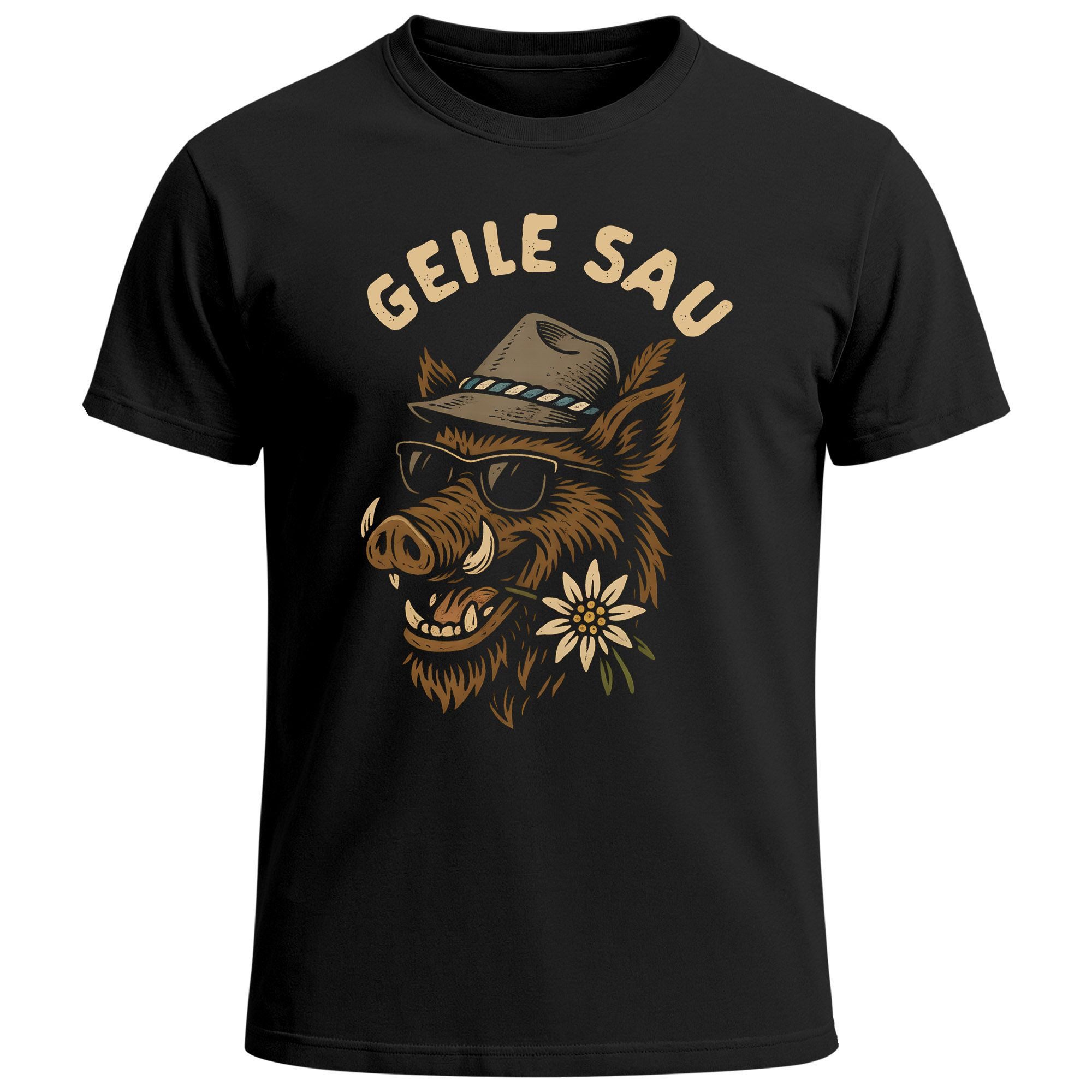 MoonWorks Print-Shirt Herren T-Shirt für das Oktoberfest Geile Sau Wildschwein Trachtenhut mit Print