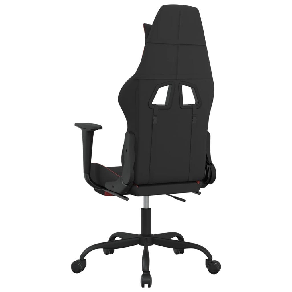 furnicato Gaming-Stuhl mit Massage & Stoff Rot Fußstütze (1 Schwarz St) und