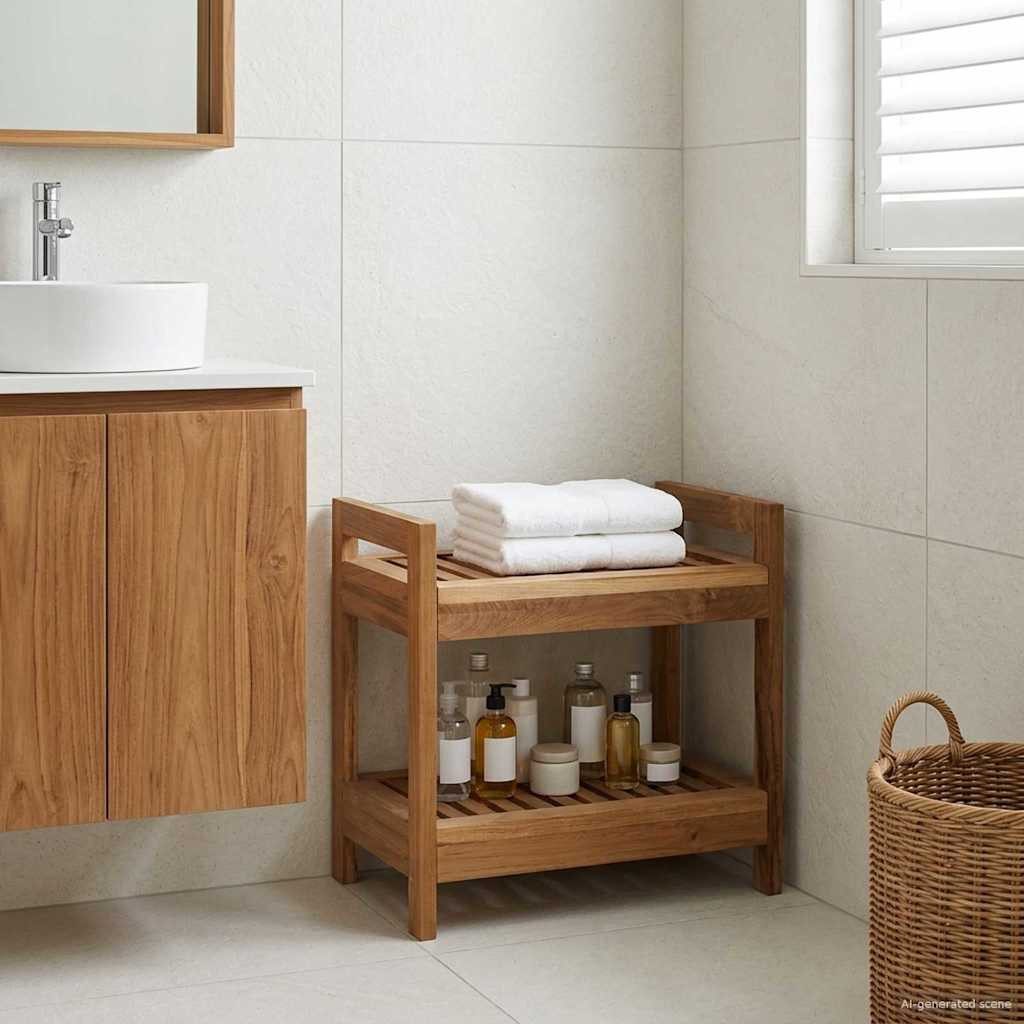 vidaXL Badezimmerspiegelschrank Badregal Natur 45 x 30 x 45 cm Massivholz (1-St)