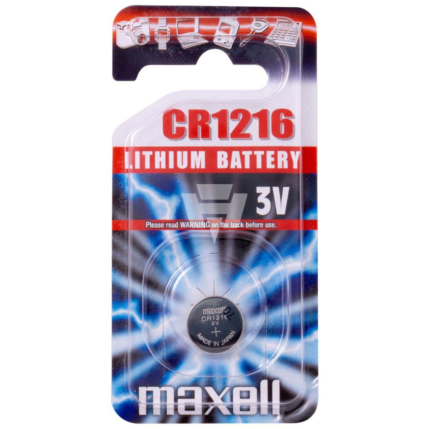 Maxell Maxell CR1216 Lithium Knopfzelle 3 Volt 25mAh Batterie, (3 Volt V)