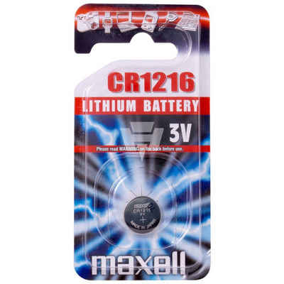 Maxell Maxell CR1216 Lithium Knopfzelle 3 Volt 25mAh Batterie, (3 Volt V)