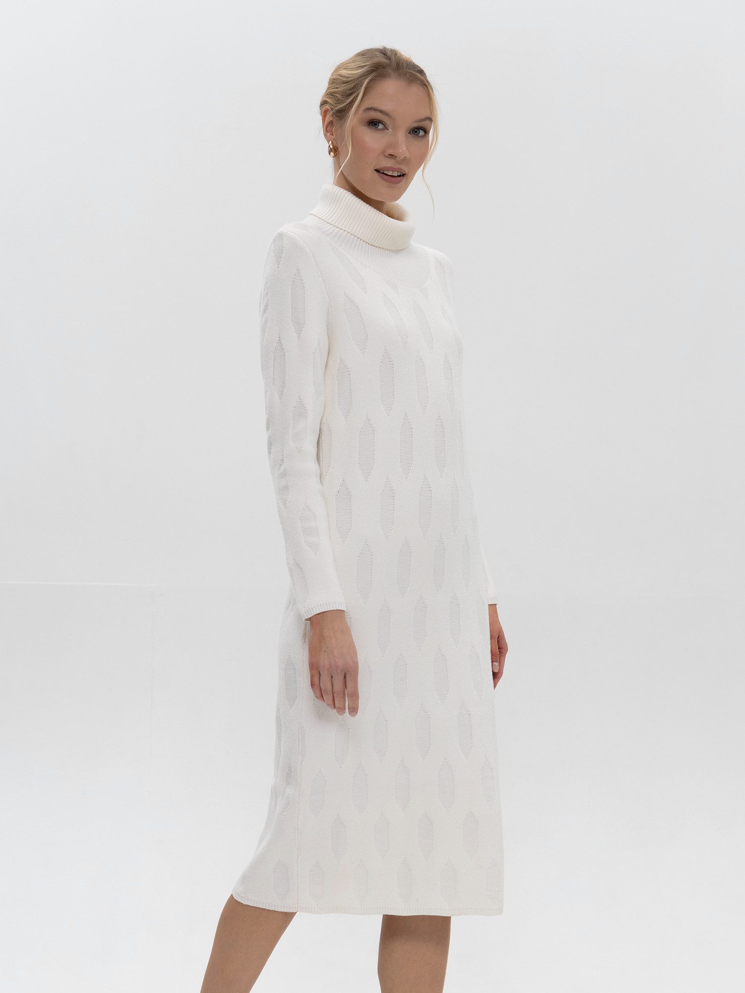 Passioni Midikleid mit Struktur Muster mit Rollkragen