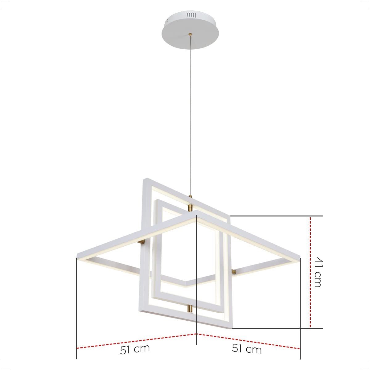 A02610-60W Pendellampe Alphaus LED Wohnzimmerlampe, LED Farbtemperatur, Einstellbar Höhenverstellbar, aus LED wechselbar, Pendelleuchte Hängeleuchte Dimmbar, Eisen