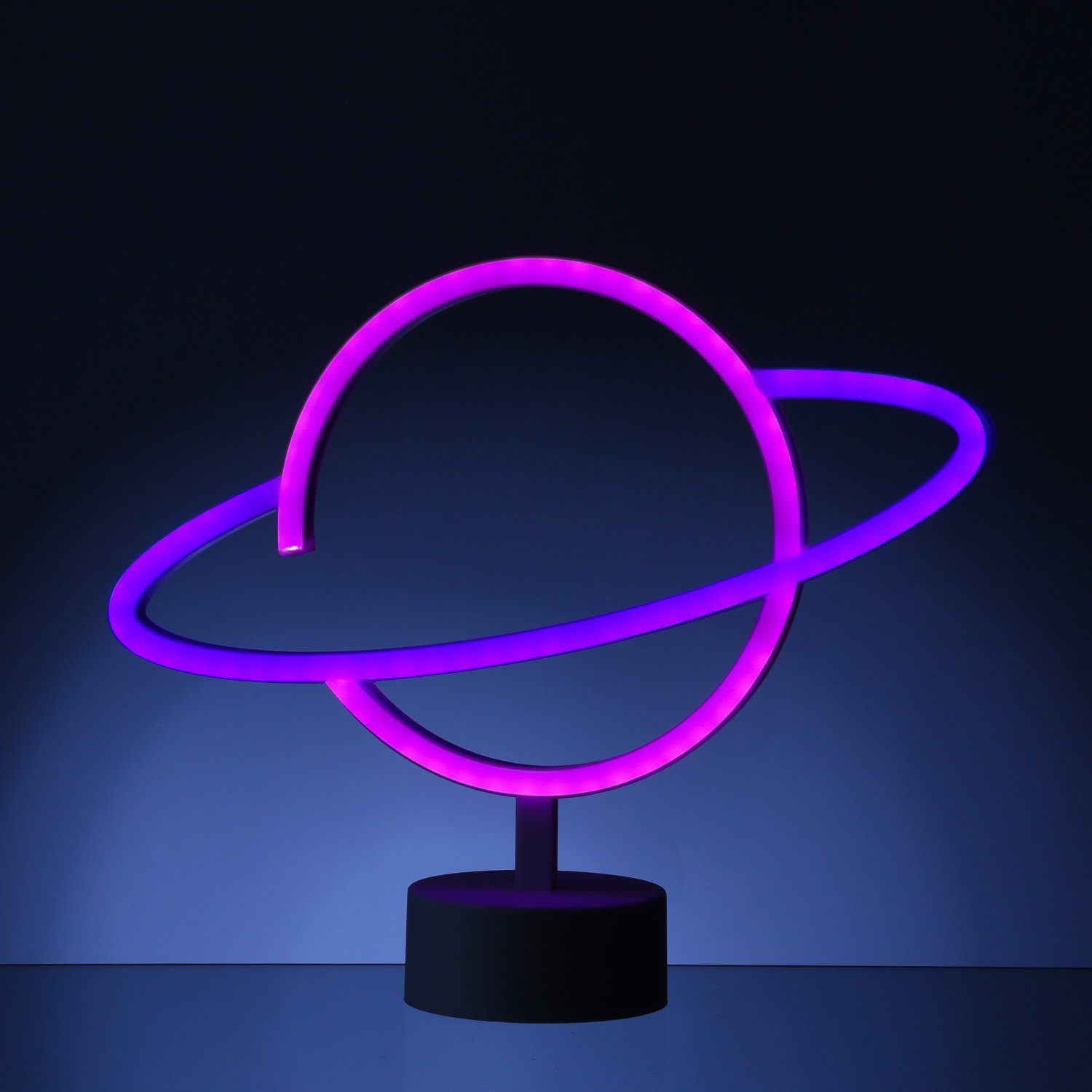 30cm, LED mehrfarbig USB Classic, LED Dekolicht SATISFIRE Saturn / Leuchtfigur Batterie Neonschild Neonlicht bunt Planet LED