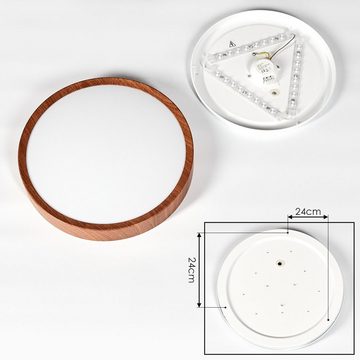 hofstein Deckenleuchte »Lioni« moderne Deckenlampe in Holzoptik/Weiß, 3000 Kelvin, Ø33, 5cm, 2000 Lumen, LED