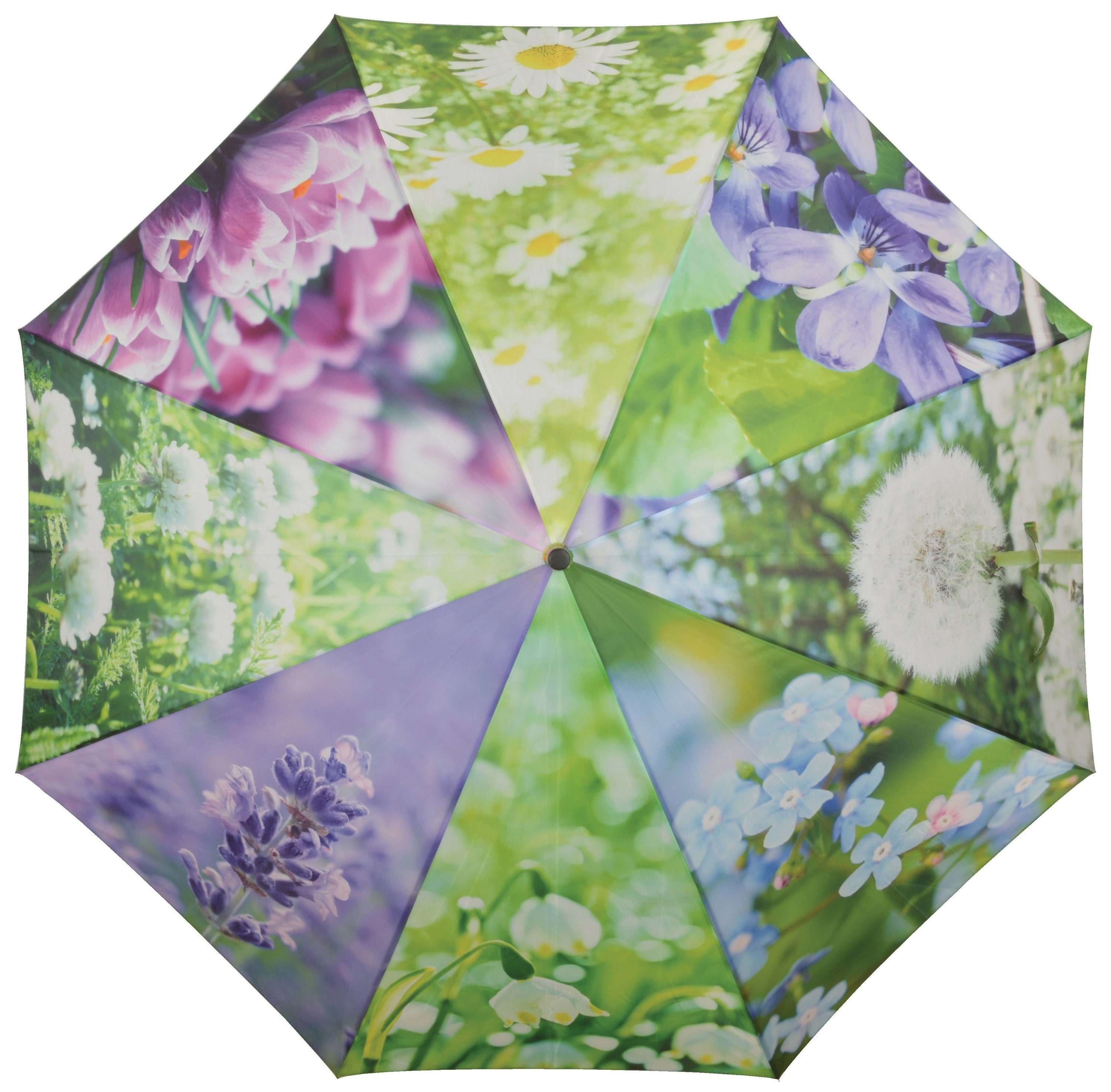 esschert design Stockregenschirm Stockschirm BLUMEN Fotodruck und automatischer Öffnungsautomatik