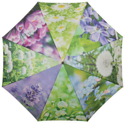 esschert design Stockregenschirm Stockschirm mit BLUMEN Fotodruck und Öffnungsautomatik