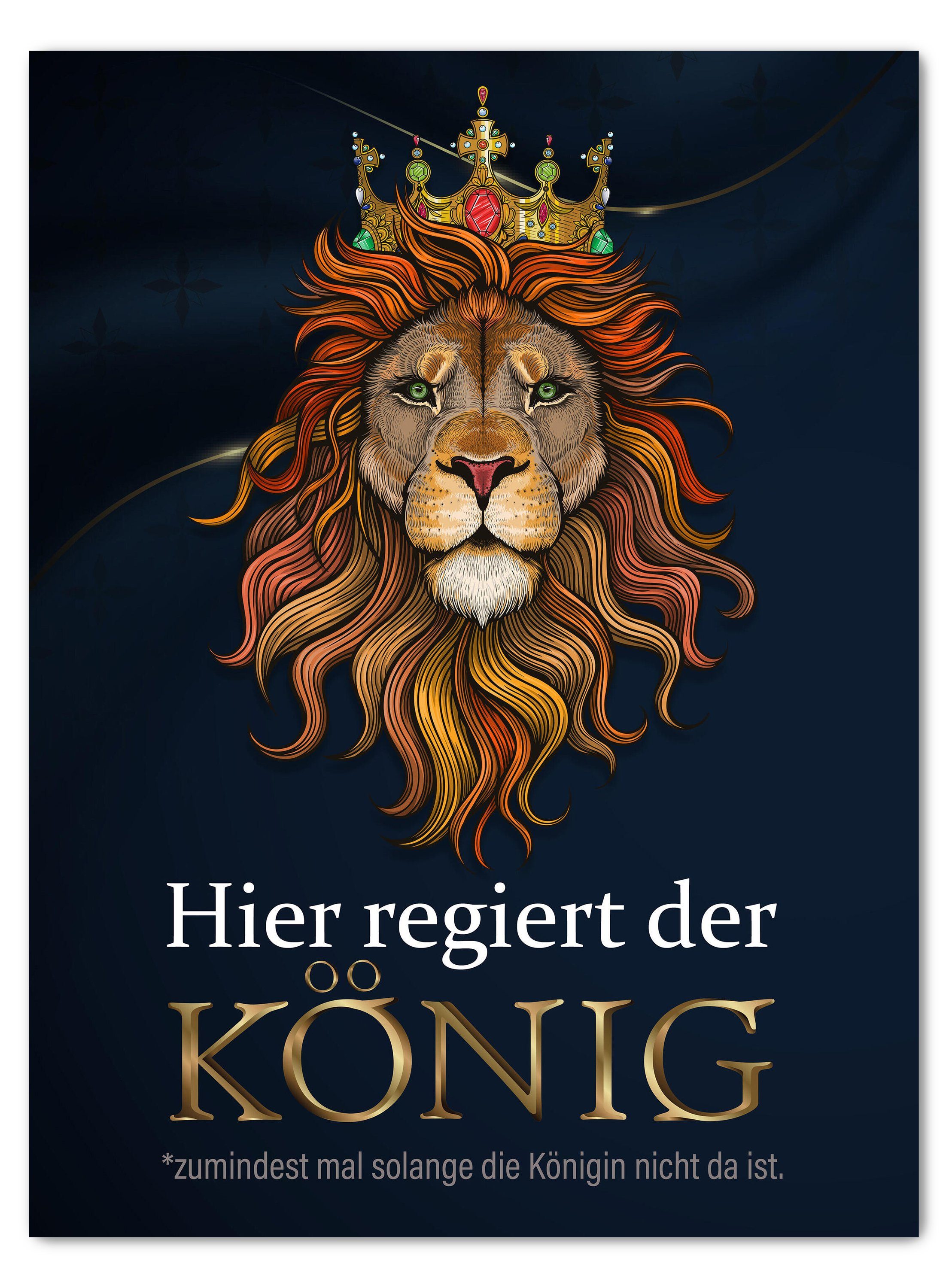 König Leinwandbilder Leinwandbild Tiere Löwen, (1 Größen St), der Wandbild, wandmotiv24 versch. Hochformat, in Löwen, Wanddeko,