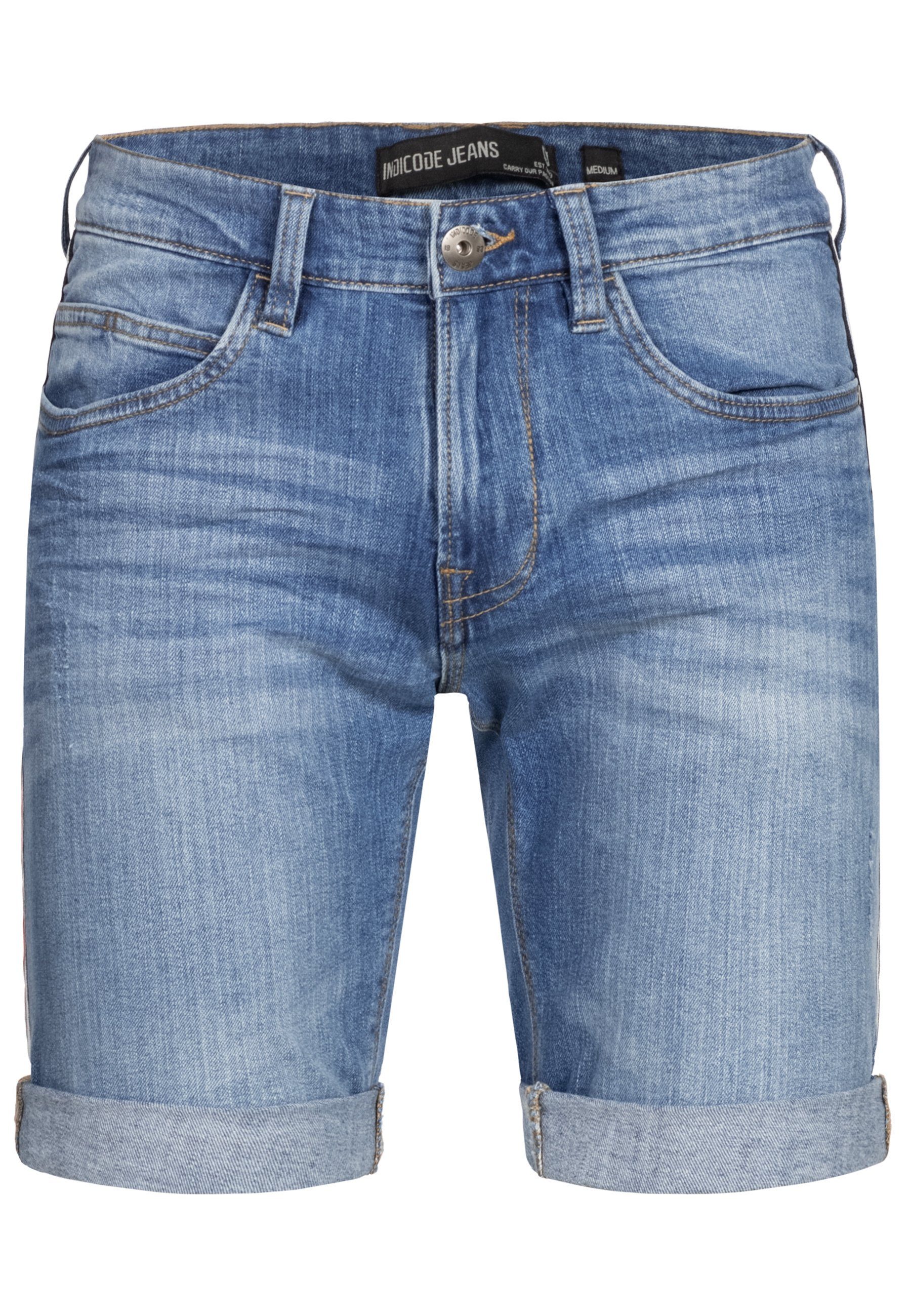 Indicode Jeansshorts Fife mit seitlichen Kontraststreifen günstig online kaufen