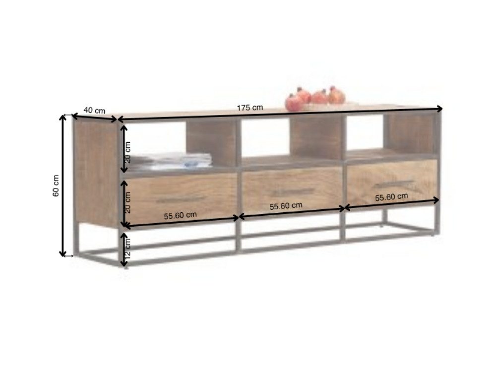 WOLF MÖBEL Sideboard (175x40x60), SPRING Lowboard mit 3 Schubladen