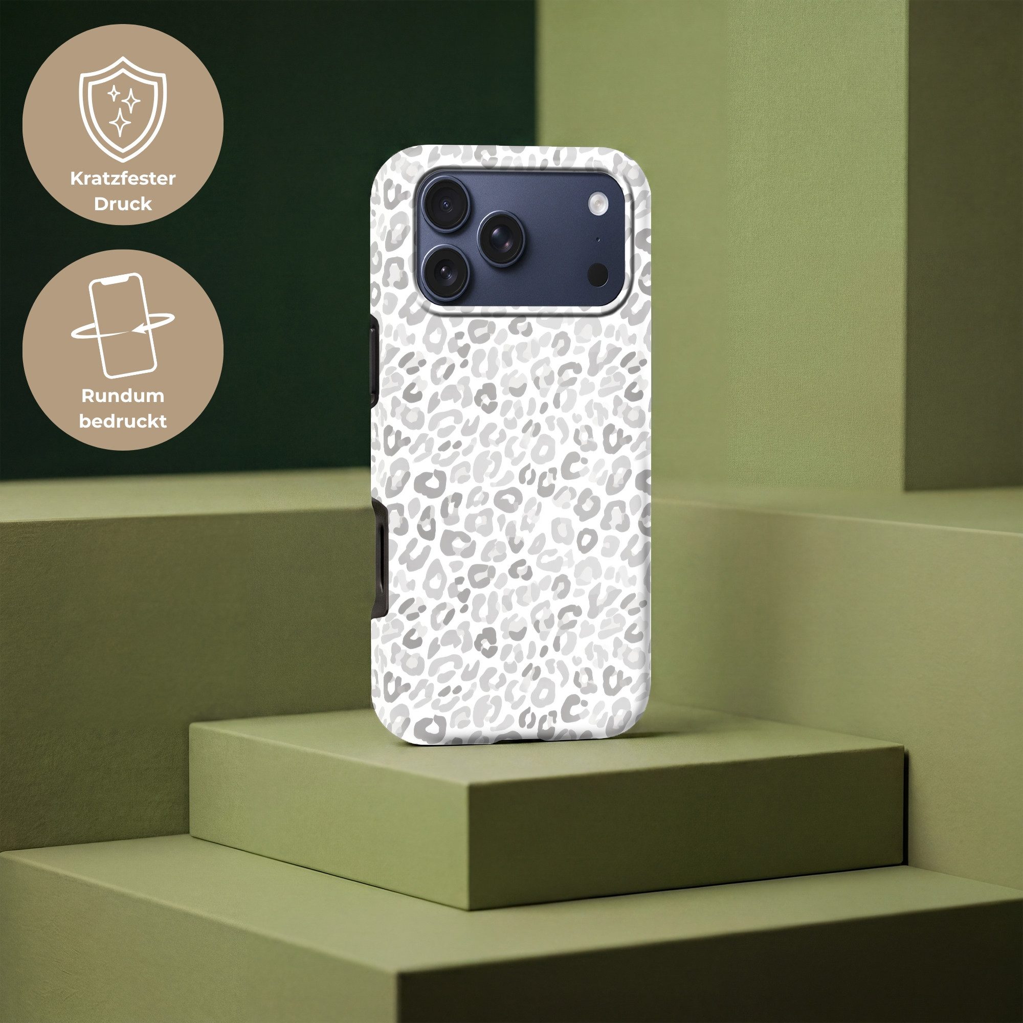 OnlyWow Handyhülle Magsafe für Apple iPhone 17 Pro Max Leopard - Motiv - Grau, Phone Case, Hardcase, Stoßfest, Schutzhülle
