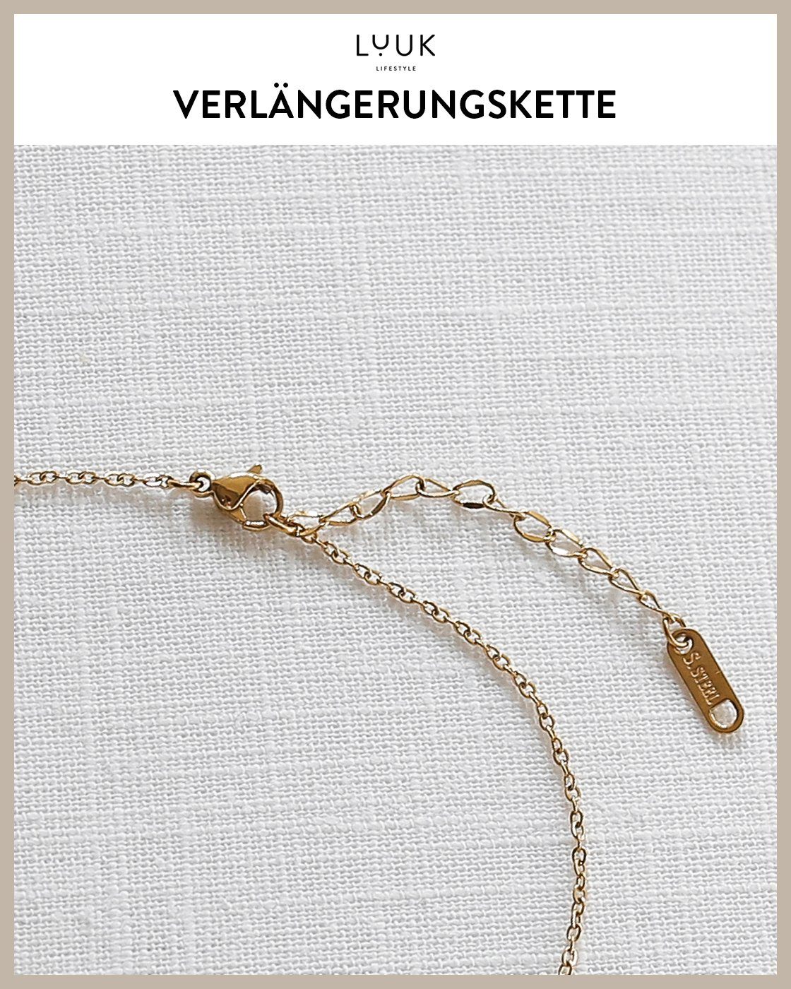 Anhänger Edelstahl Layer Schmuckstück, grüner Anhänger Accessoires, Spruchkarte, Glücksbringer, stilvolle LIFESTYLE und Kette Kristall Gold LUUK mit Look, persönlicher Kette, Yoga Kristall, Abendschmuck, grüner