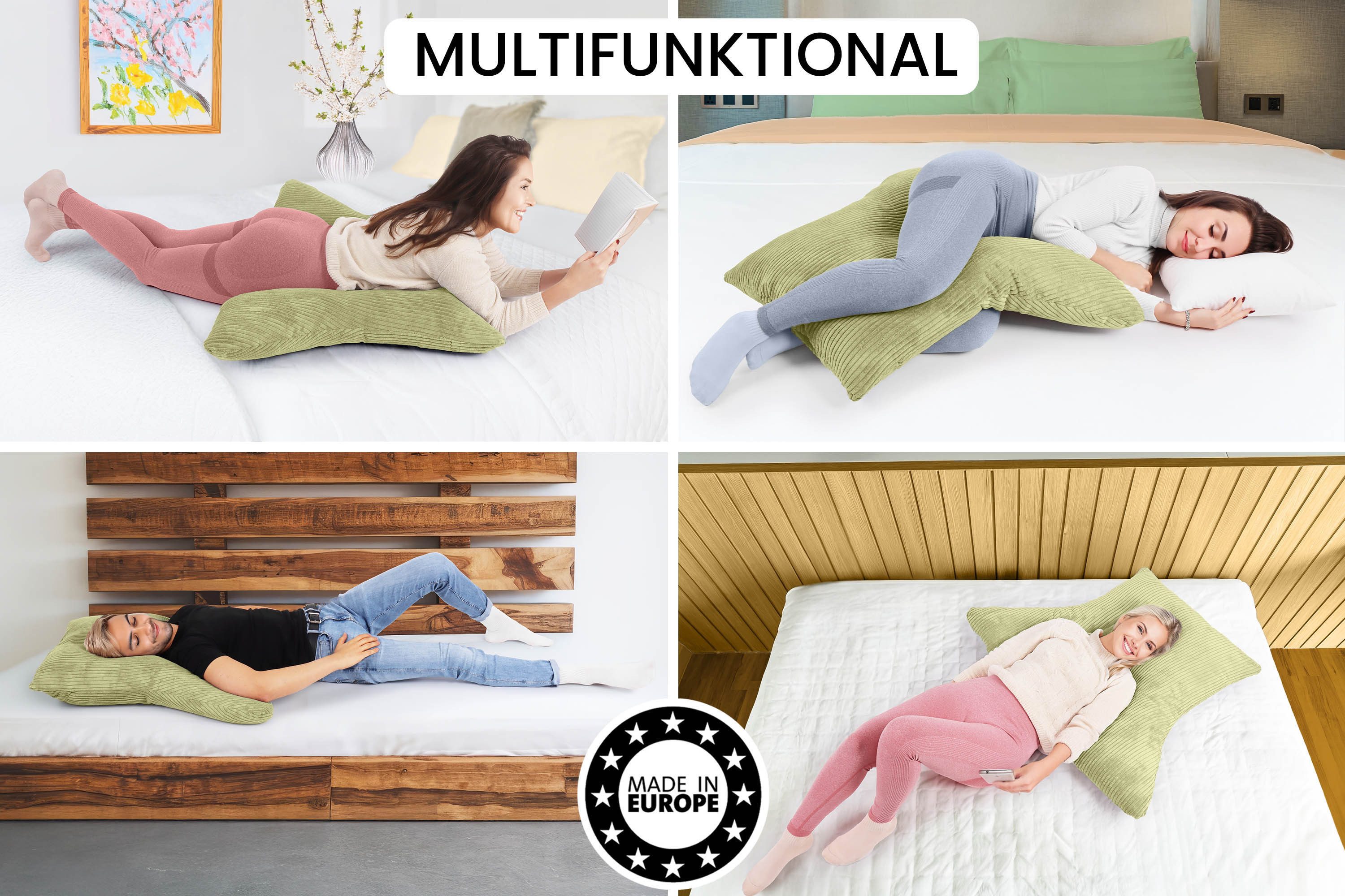 Amilian Schlafkissen - Lesekissen für Bett und Sofa - Seitenschläferkissen - Stillkissen, Seitenschläfer, Rückenlage, Schlafkissen für Seitenlage, Kissen mit Füllung und abnehmbarem Bezug - Stillhilfe