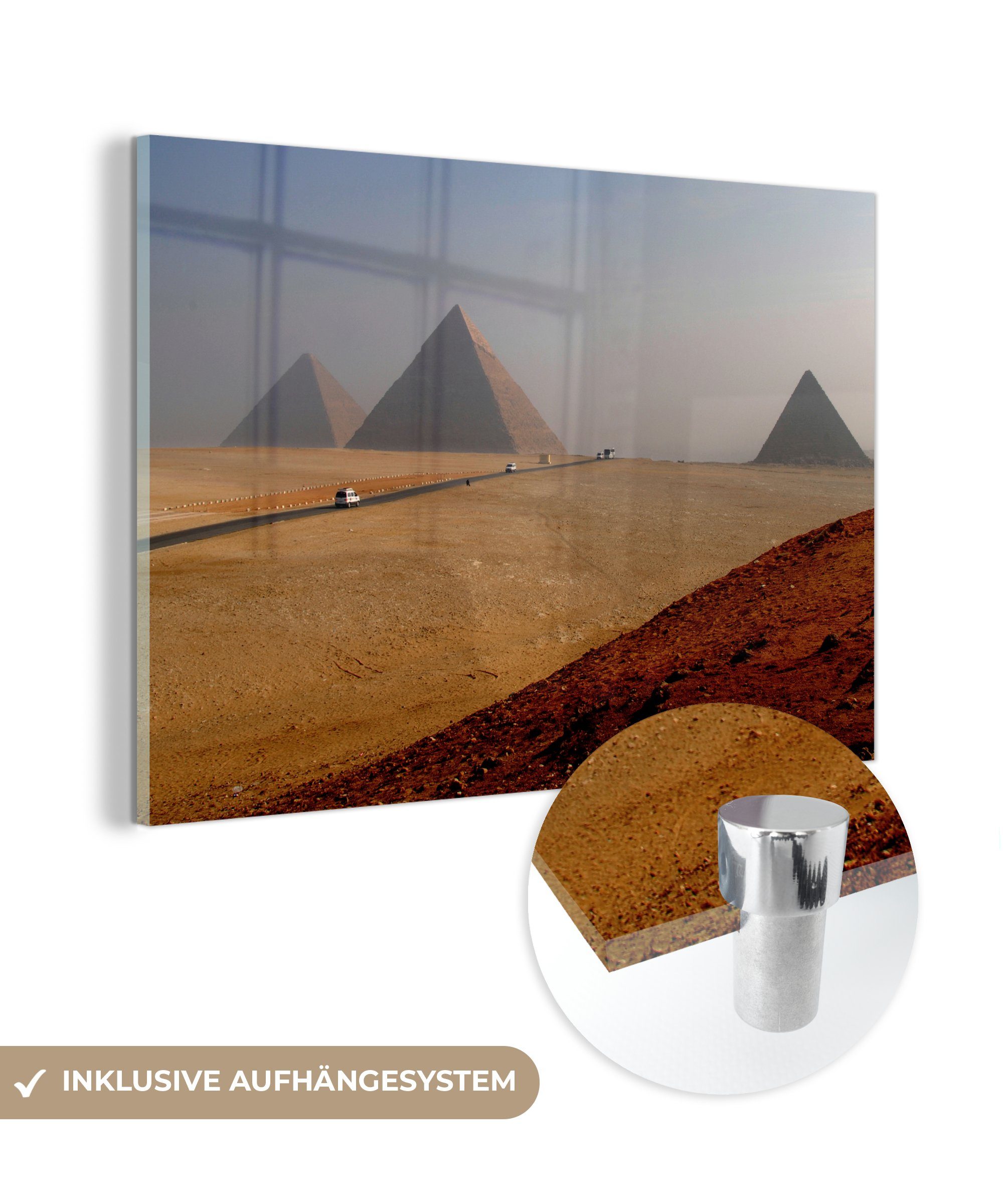 MuchoWow Acrylglasbild Auf dem Weg zu den Pyramiden von Gizeh, (1 St), Acrylglasbilder Wohnzimmer & Schlafzimmer