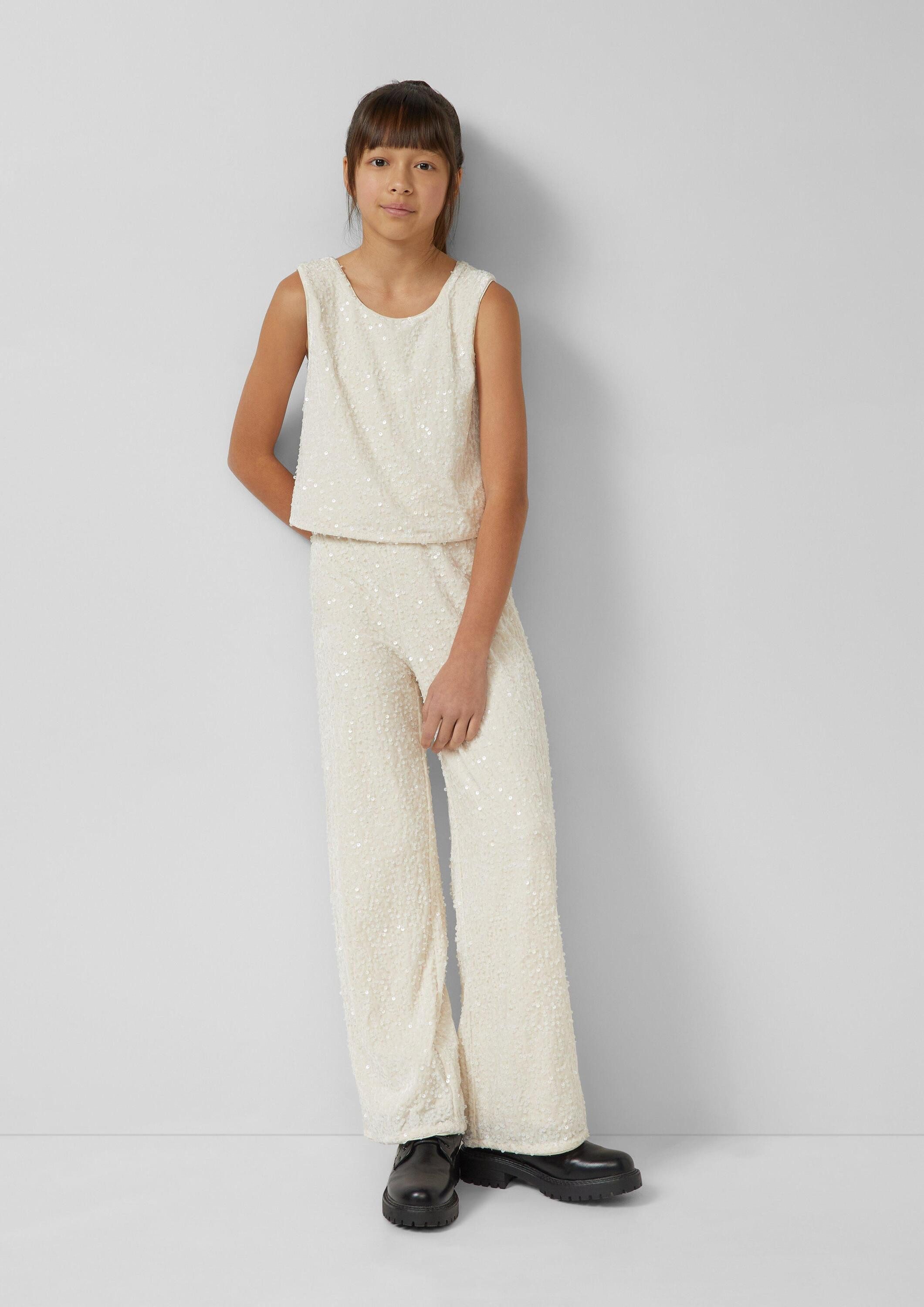 s.Oliver Blusentop Bluse Samttop mit Pailletten, Cut-Out und Schleife
