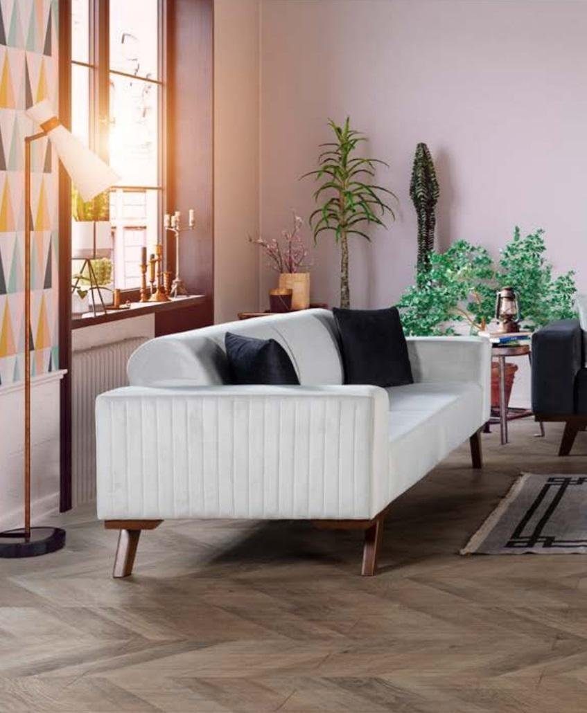 JVmoebel Sofa Luxus Dreisitzer Moderne Couch Möbel Weiß Couchen Sofas Stoff Textil, Made in Europe