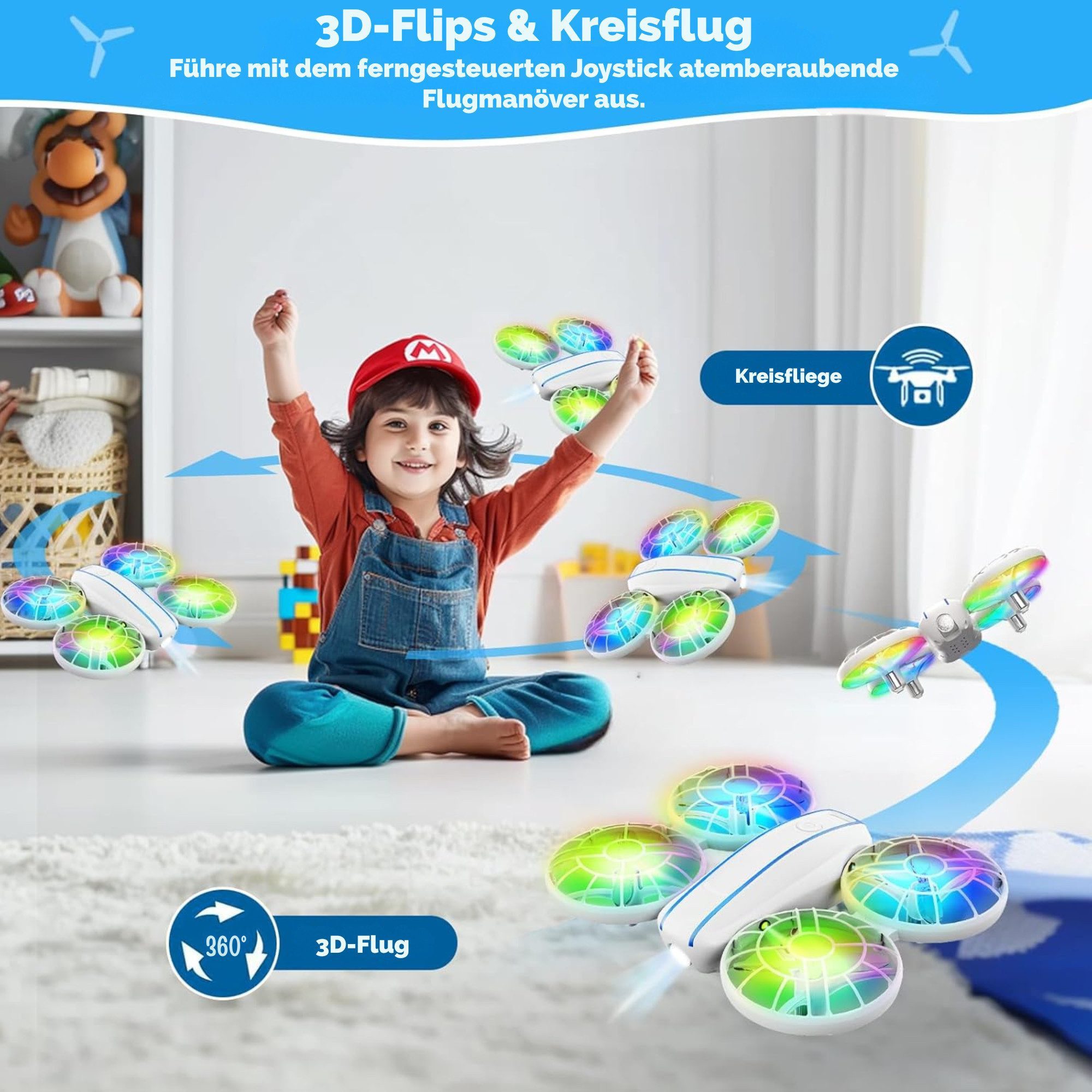 Vivitar RC-Drohne für Kinder und Anfänger mit Fernsteuerung, Mini-Quadcopter Spielzeug-Drohne (USB-C-Ladekabel und Ersatzpropellern, Einsteigerdrohne für den He – Bild 5 von 5